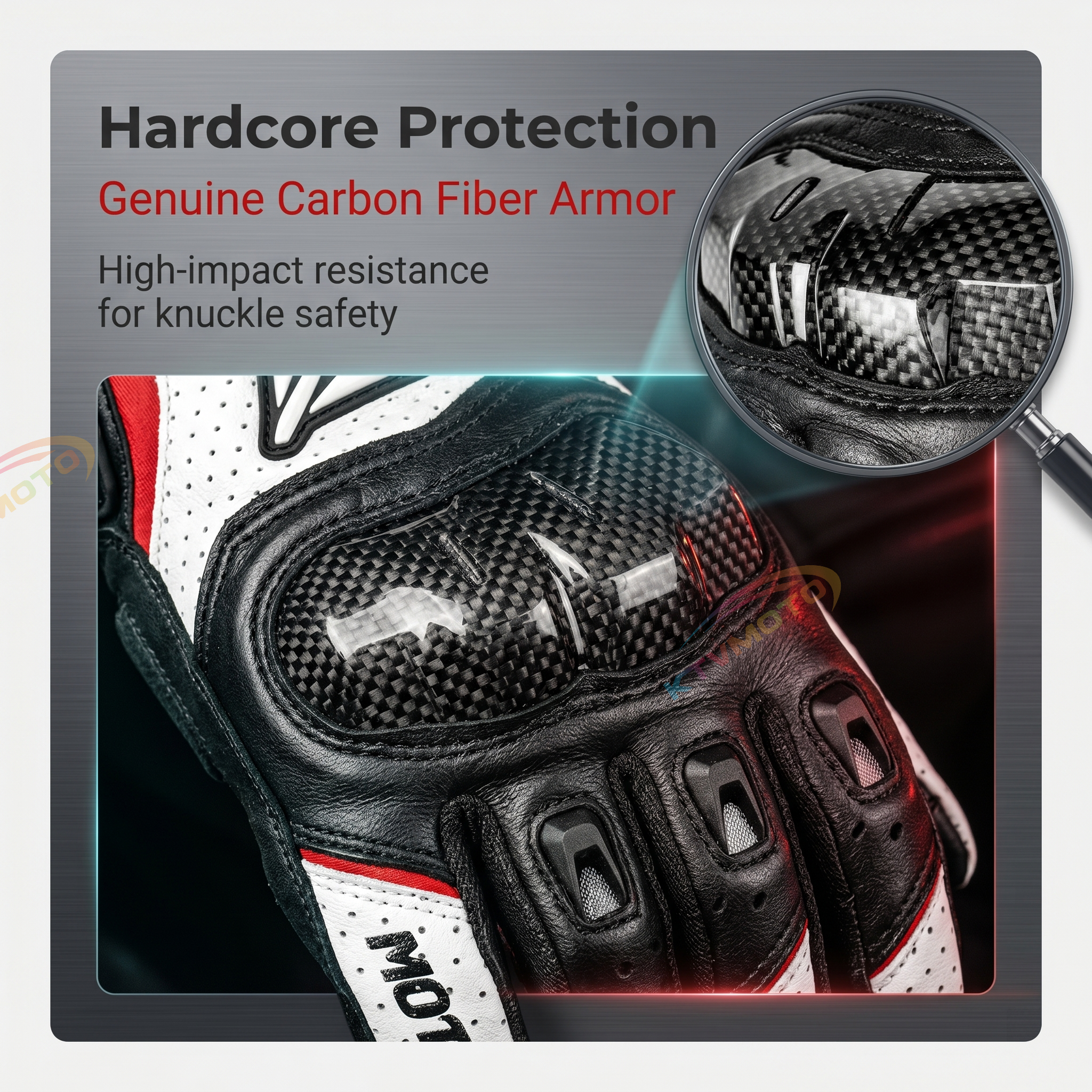 Breathable leather gloves with carbon fiber protective layer-G67