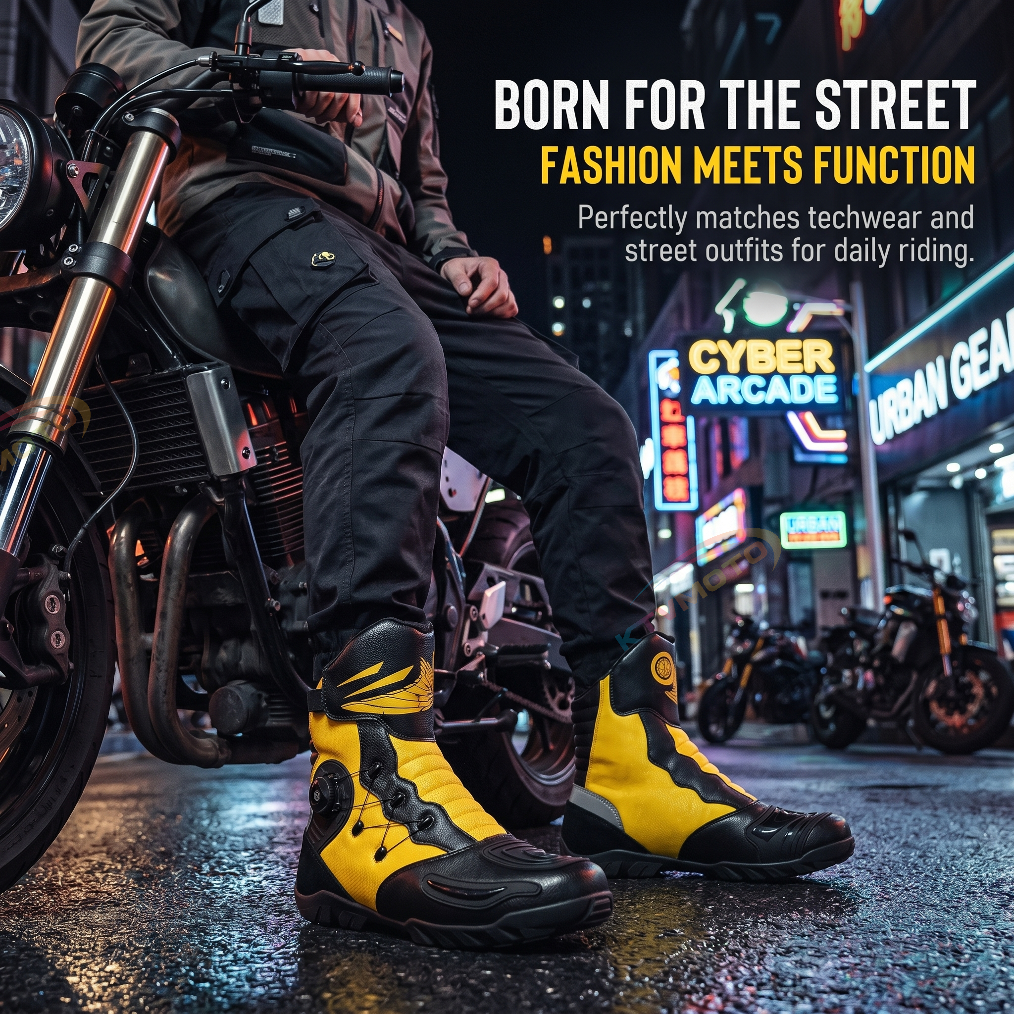 High-top motorcycle riding boots-K134