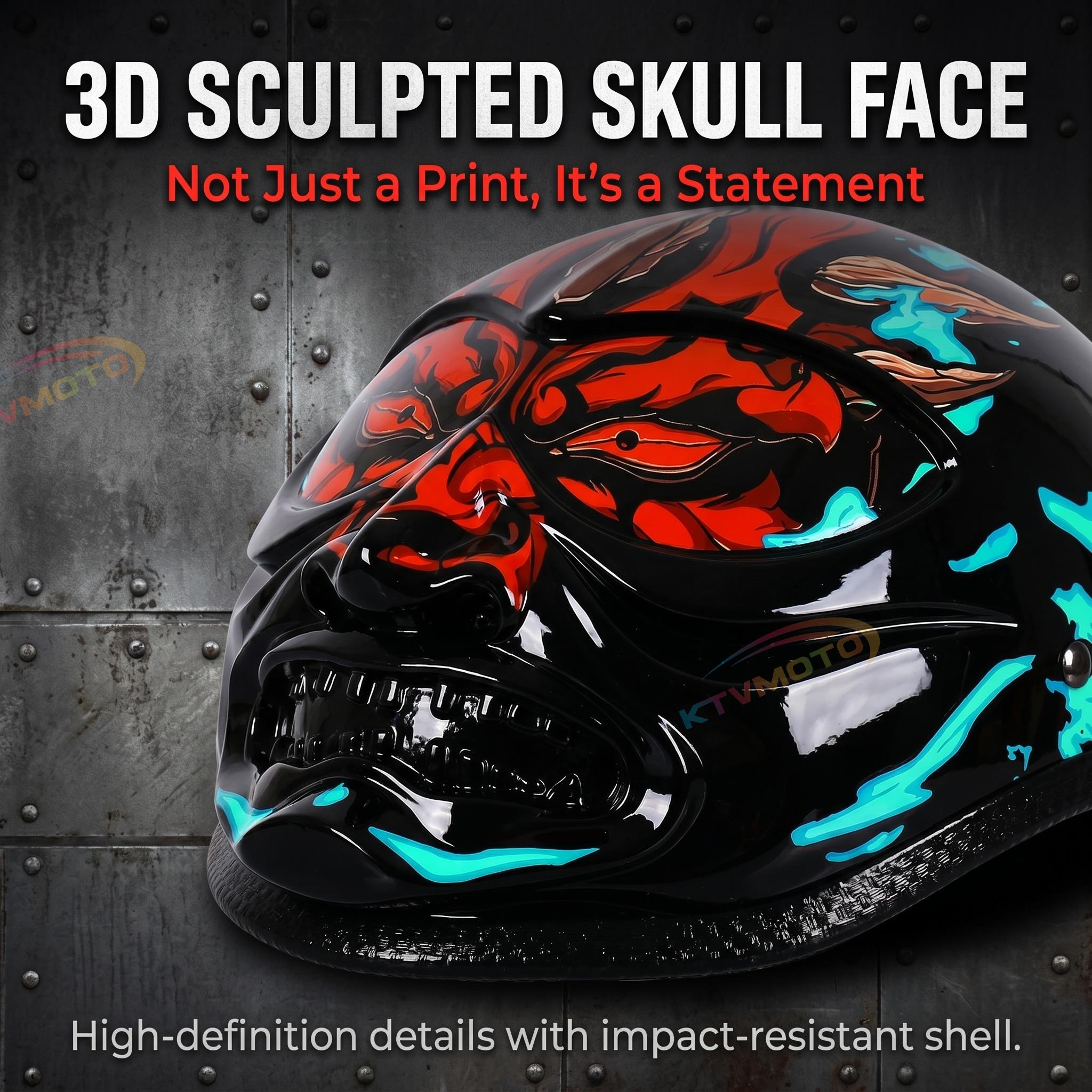 Classic ducktail motorcycle half-helmet Harley style — I41