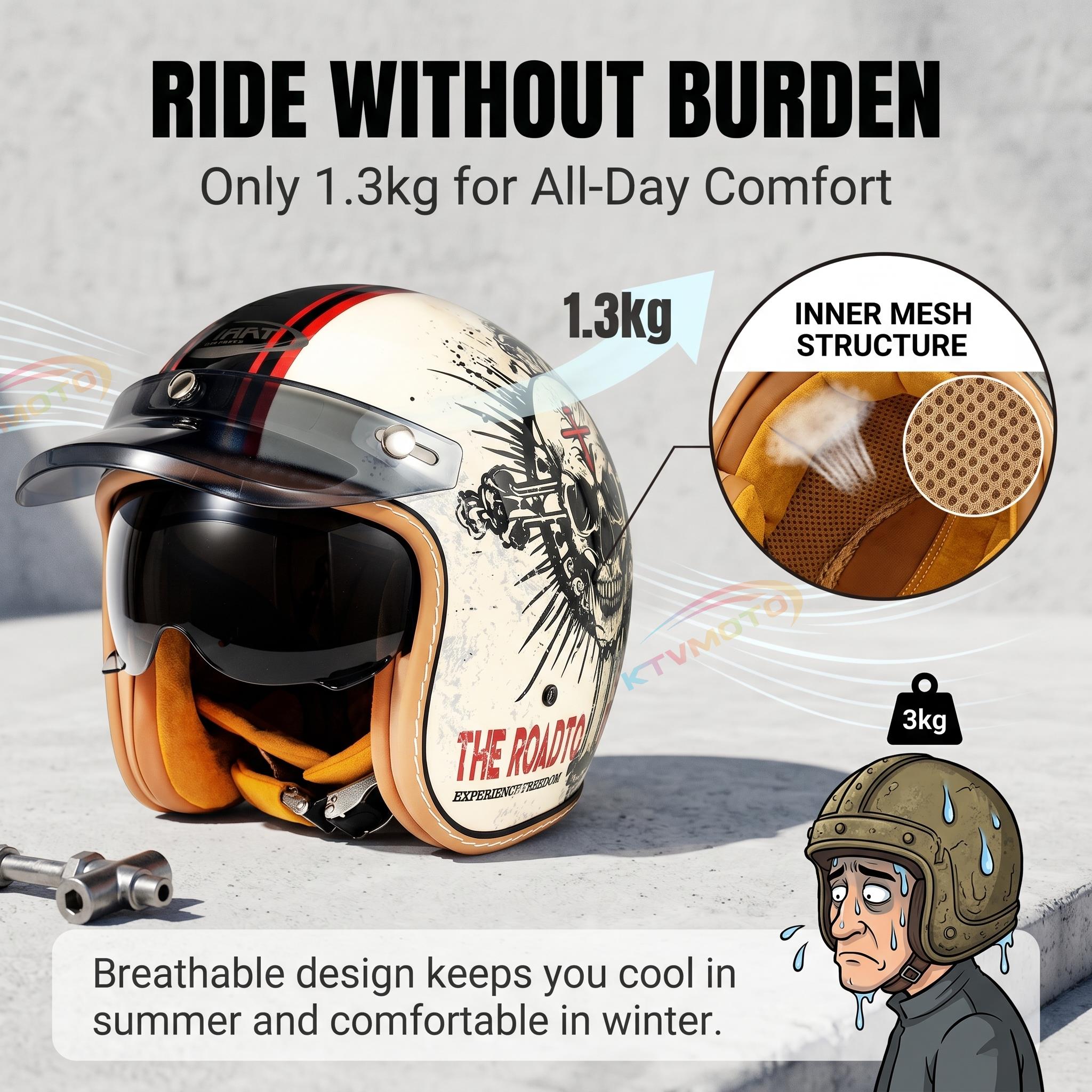 Retro open-face motorcycle helmet- I30