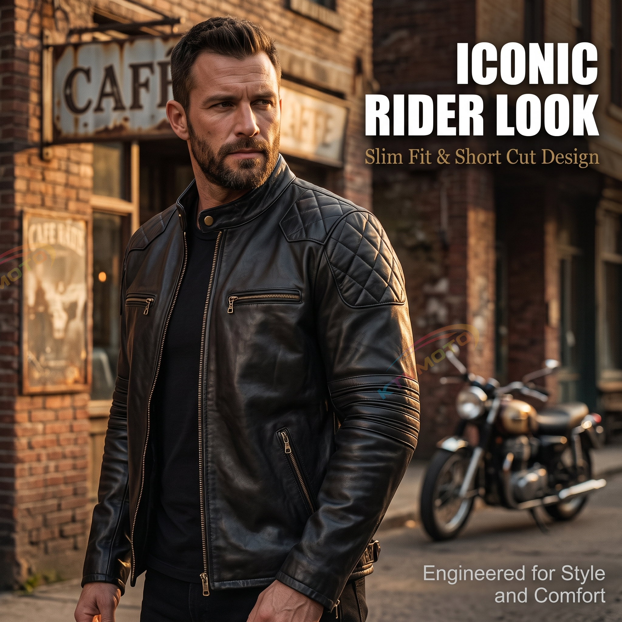 Beckham same leather jacket-A08