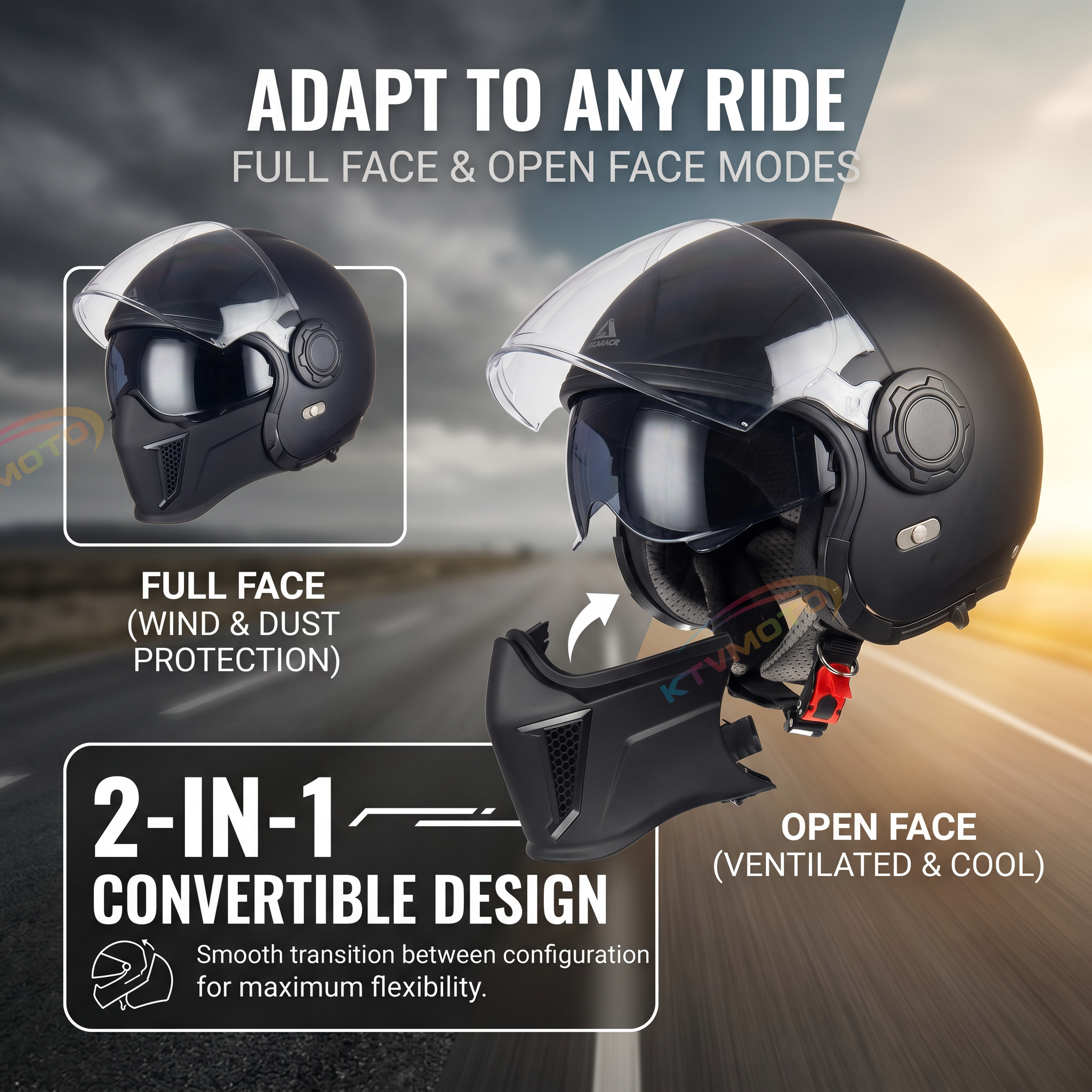 3-in-1 Modular Motorcycle Helmet- I01