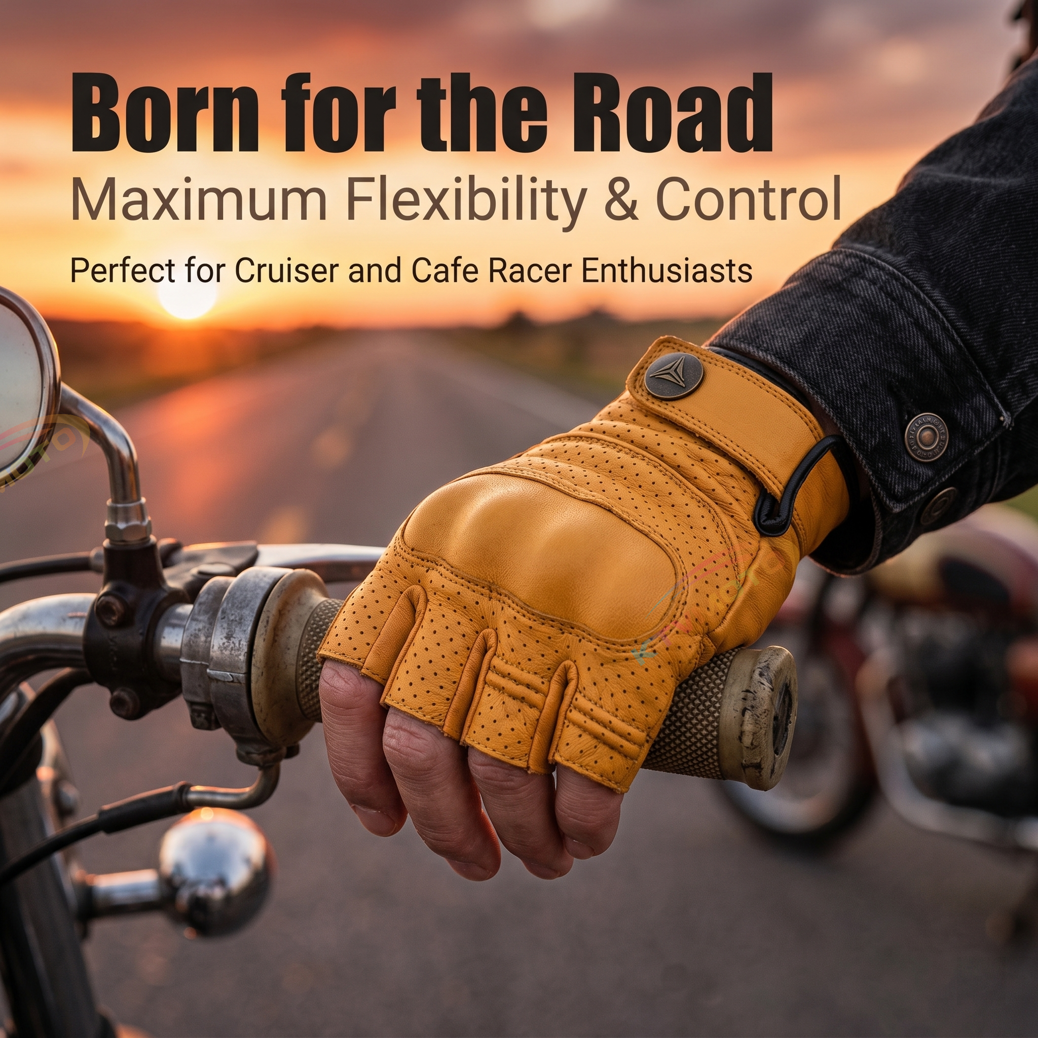Retro half-finger gloves, breathable-G70