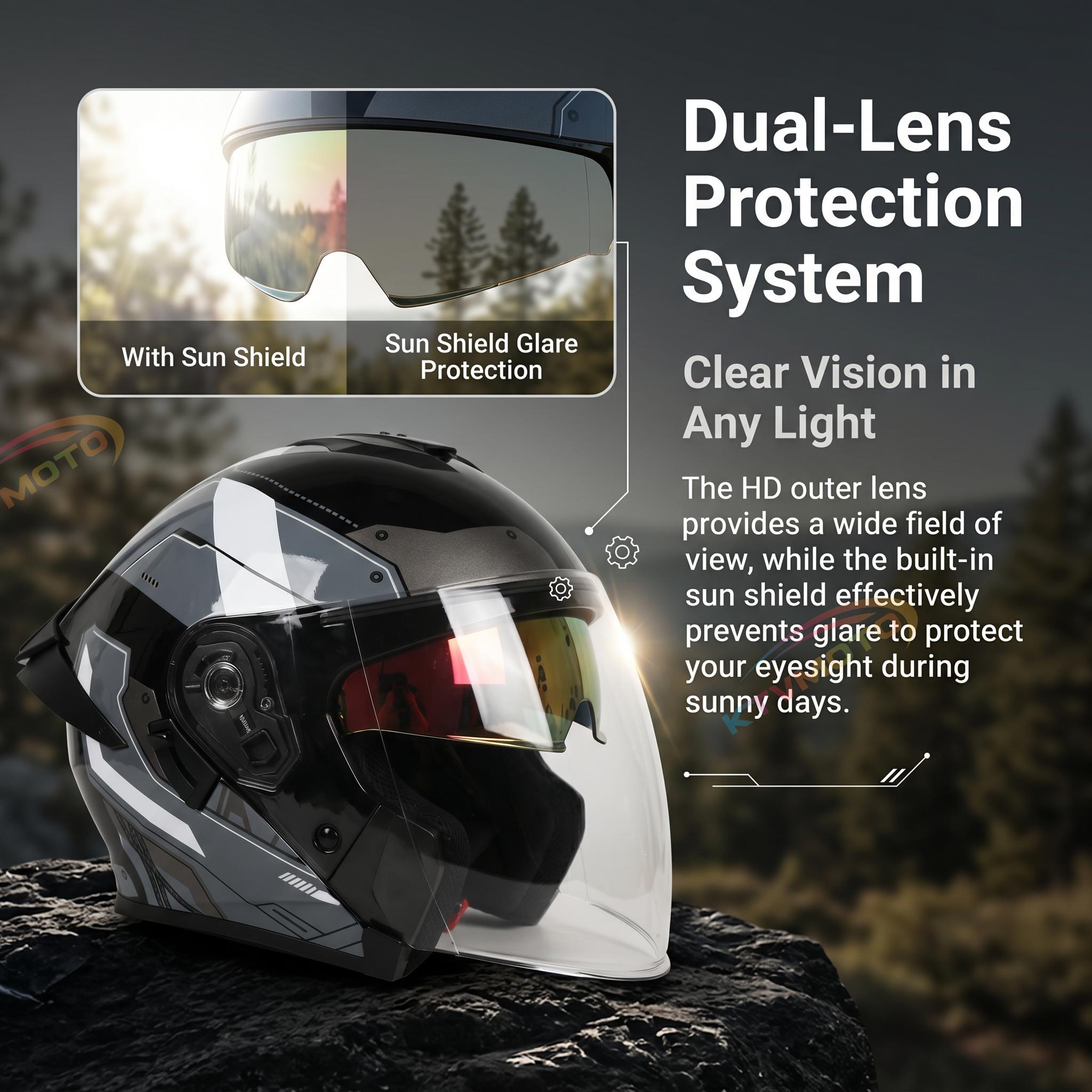 All-weather dual-lens motorcycle helmet-I74