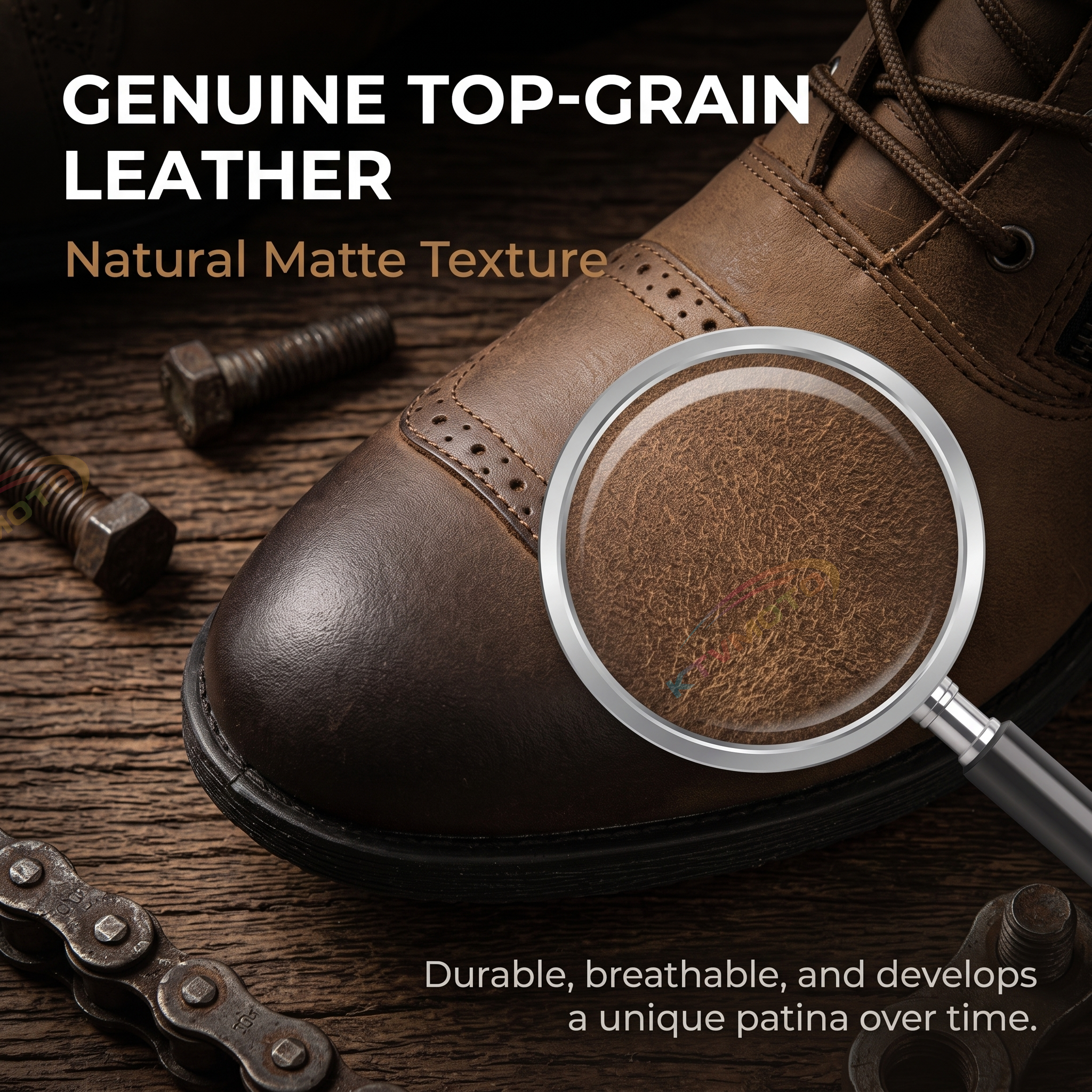 Retro Motorcycle Riding Boots Made of Top-Grain Cowhide-K166