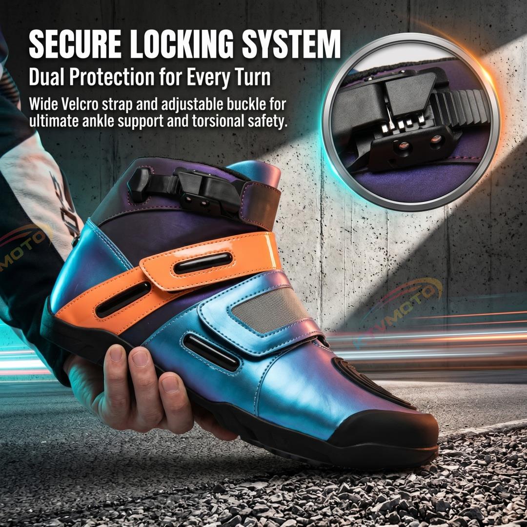 Stylish and colorful motorcycle riding ankle boots-K122