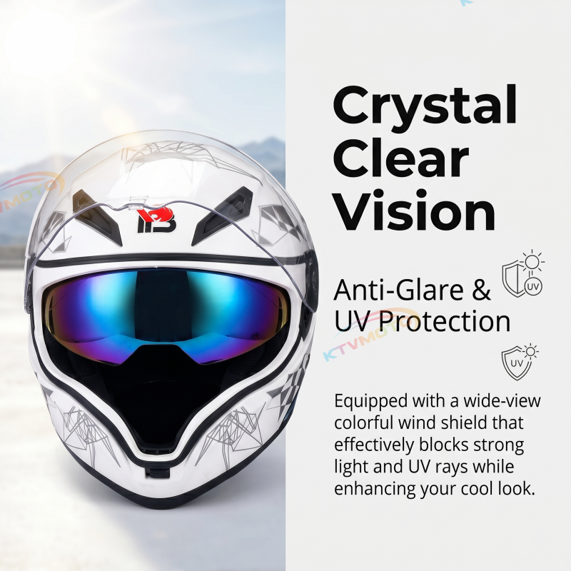 Double-lens pattern full-face motorcycle helmet-I82