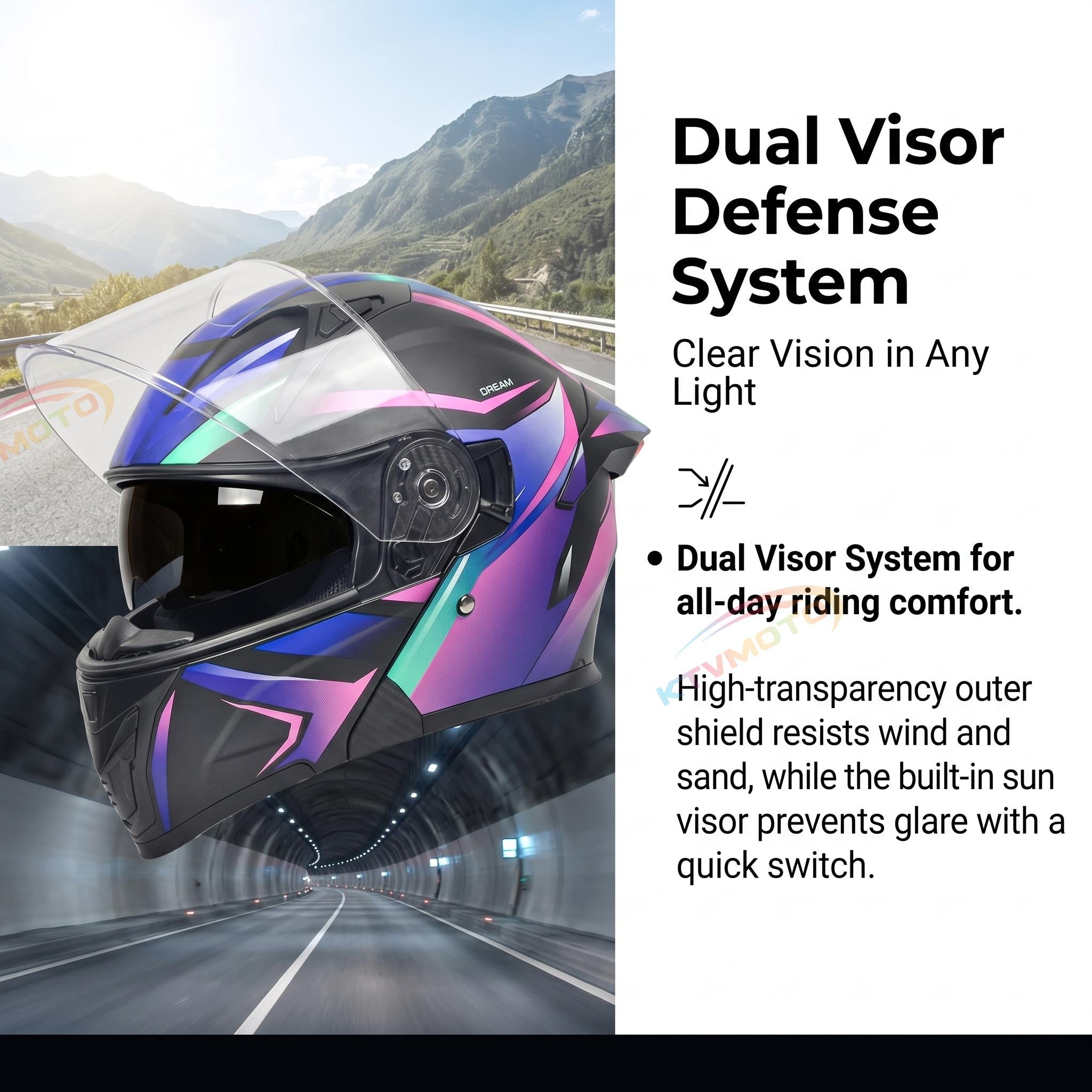 Cyberpunk Neon-Patterned Modular Motorcycle Helmet-I85