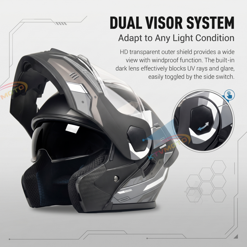 Dual-lens flip-up motorcycle helmet-I95