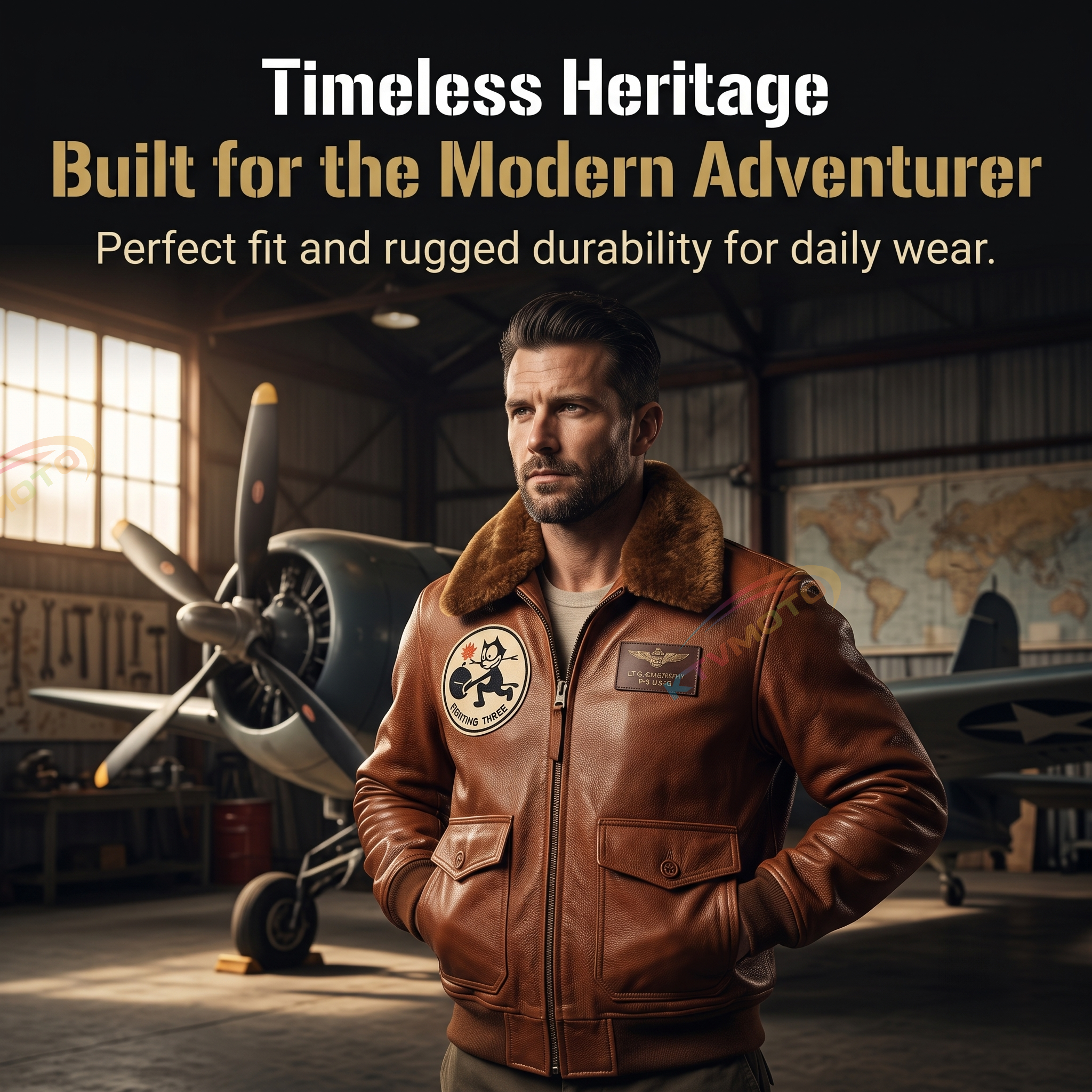 American-style Felix G1 Flight Jacket, made of genuine leather.-A50