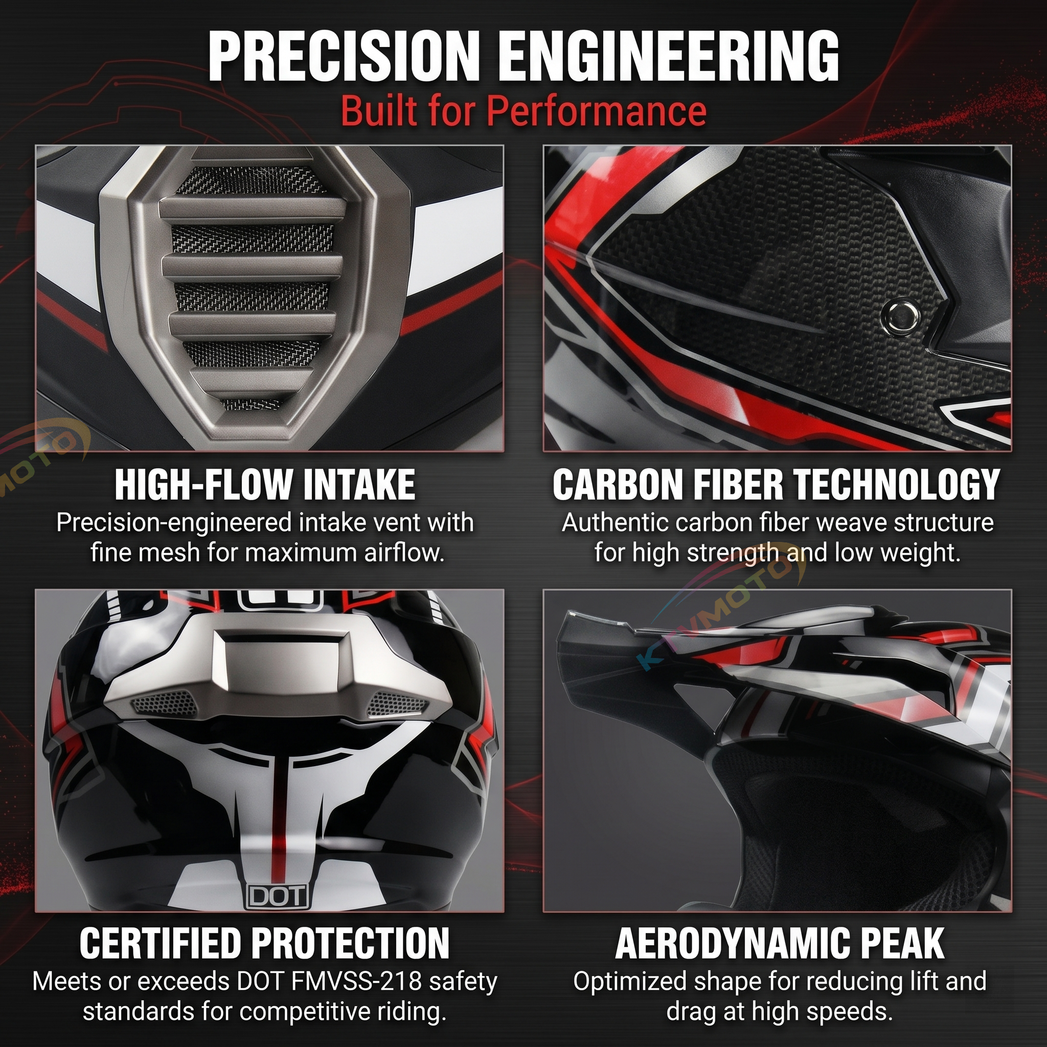 Dirt Bike Racing Carbon Fiber Helmet-I60
