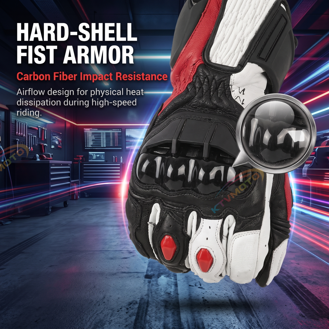 Motorcycle riding protective carbon fiber genuine leather gloves-G90