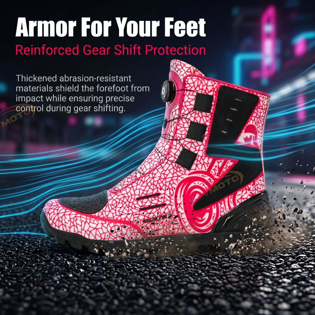 Distinctive Outdoor Motorcycle Boots with Crushed-Stone Texture-K106
