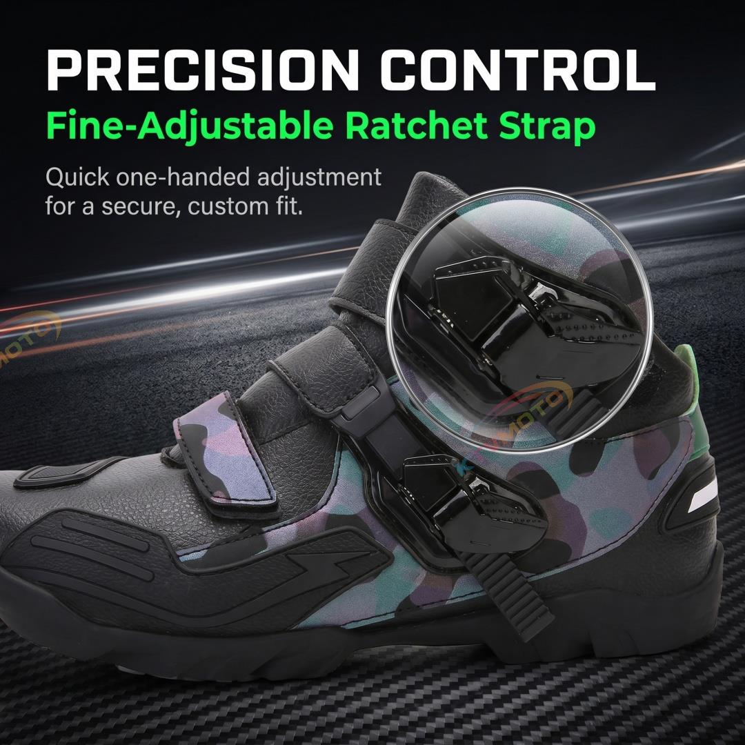 Stylish Camouflage Biker Ankle Boots with Buckle Closure-K121