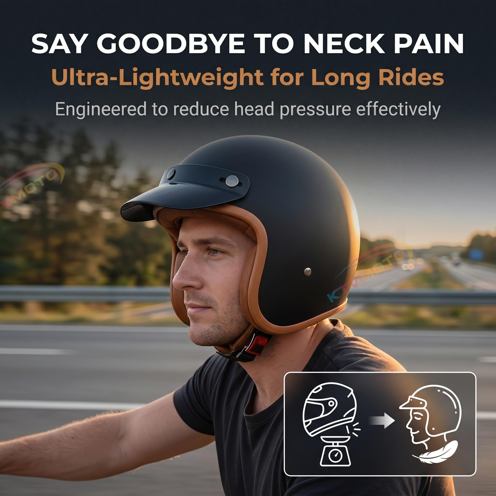 Retro motorcycle open helmet-I20