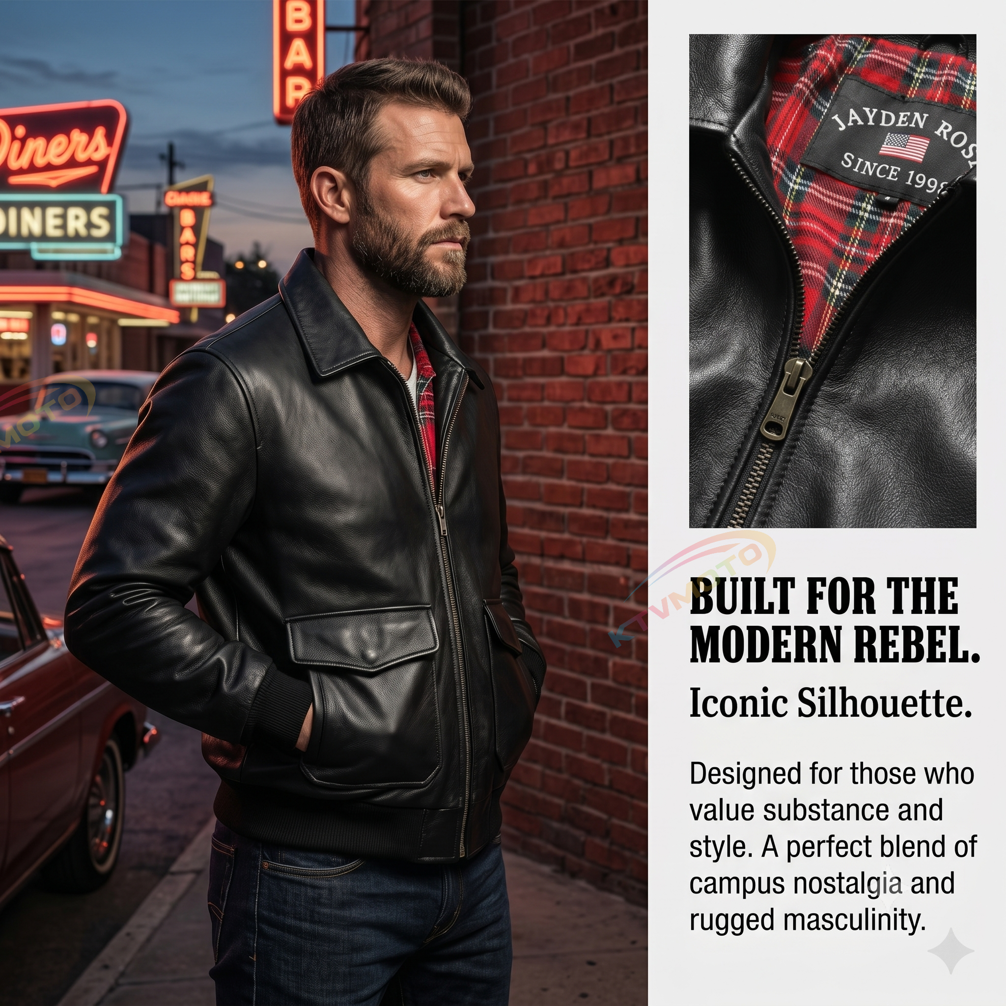 G1 Genuine Leather Bomber Jacket - A49