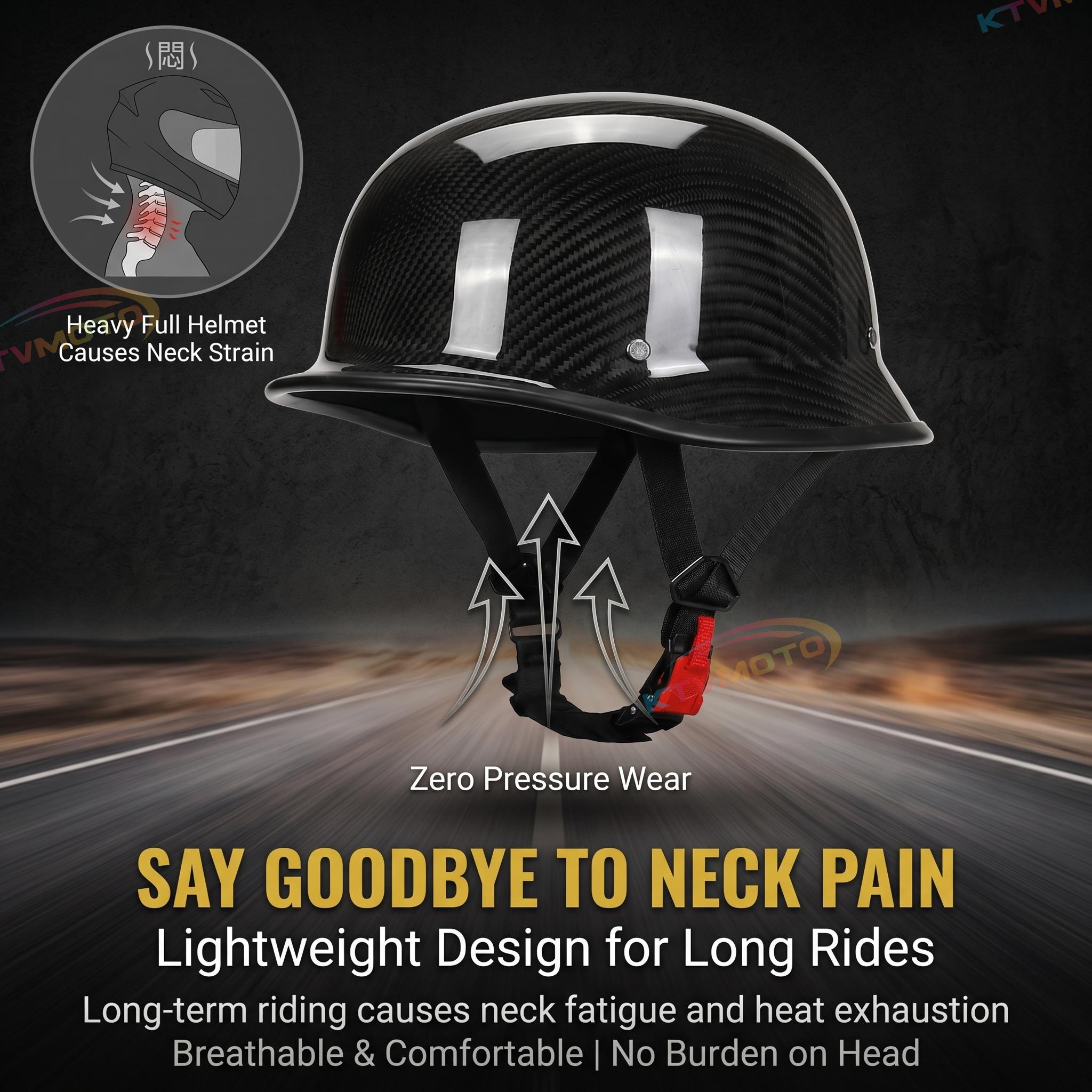 Carbon fiber retro motorcycle half helmet-I51