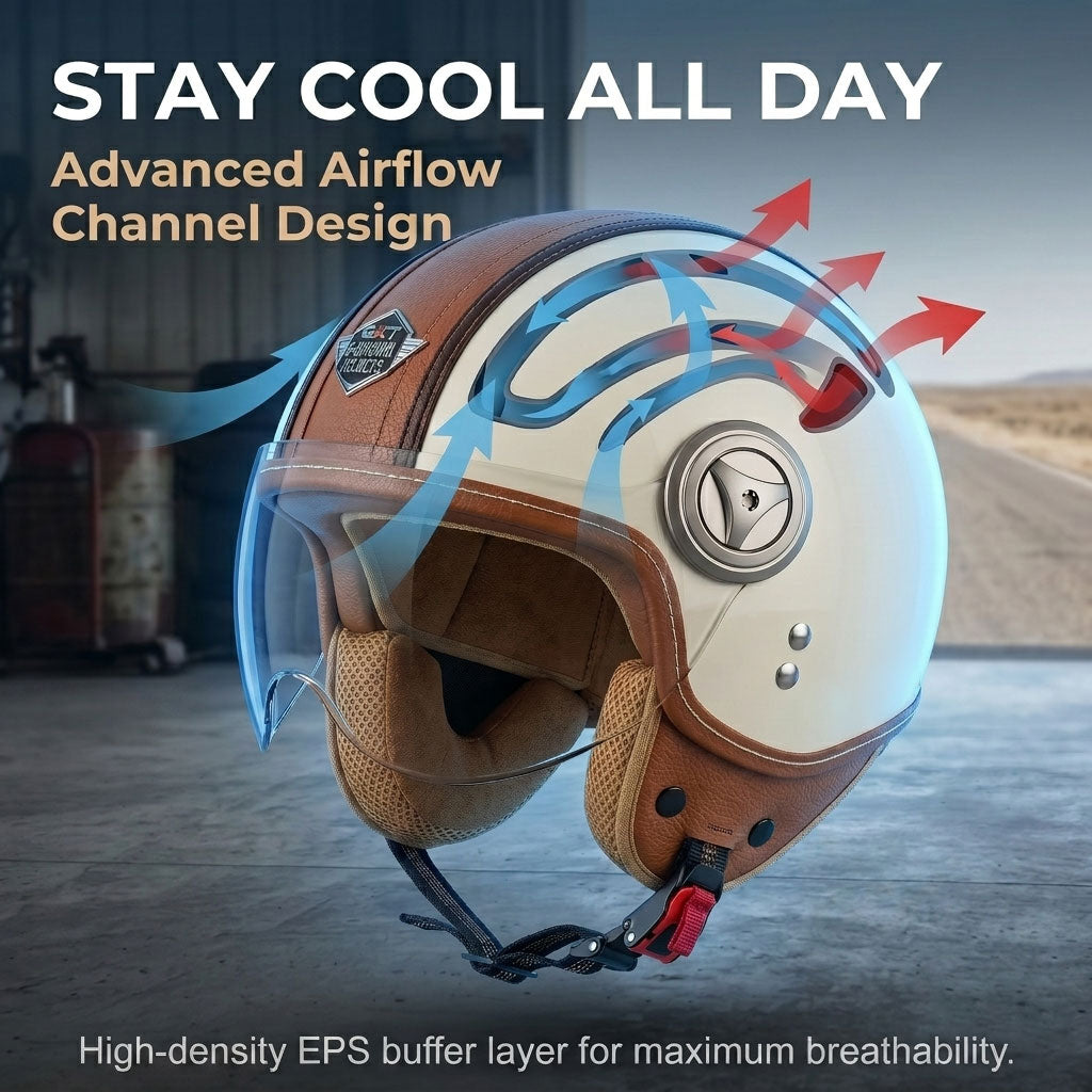 convertible motorcycle helmet Retro leather convertible motorcycle helmet-I45