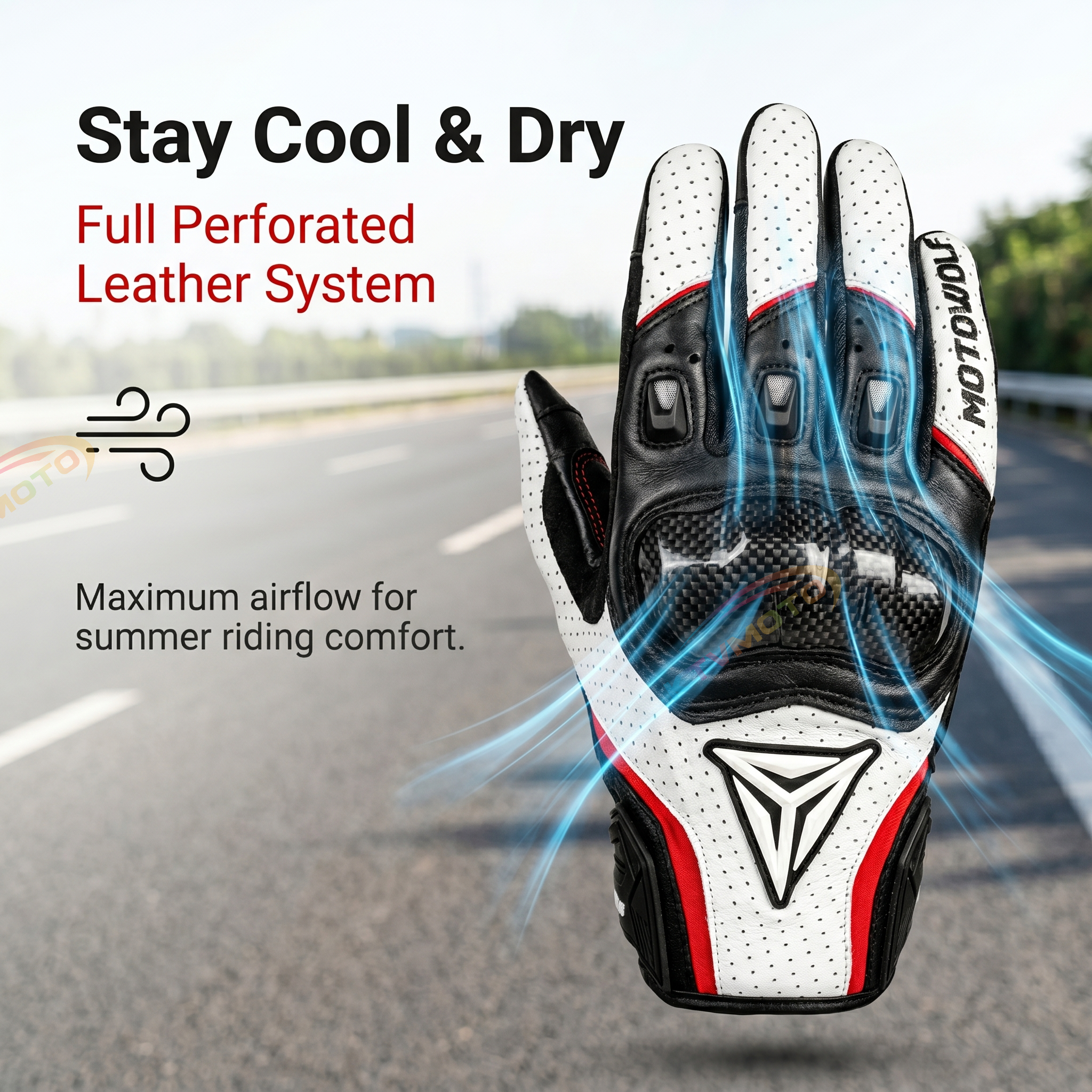 Breathable leather gloves with carbon fiber protective layer-G67