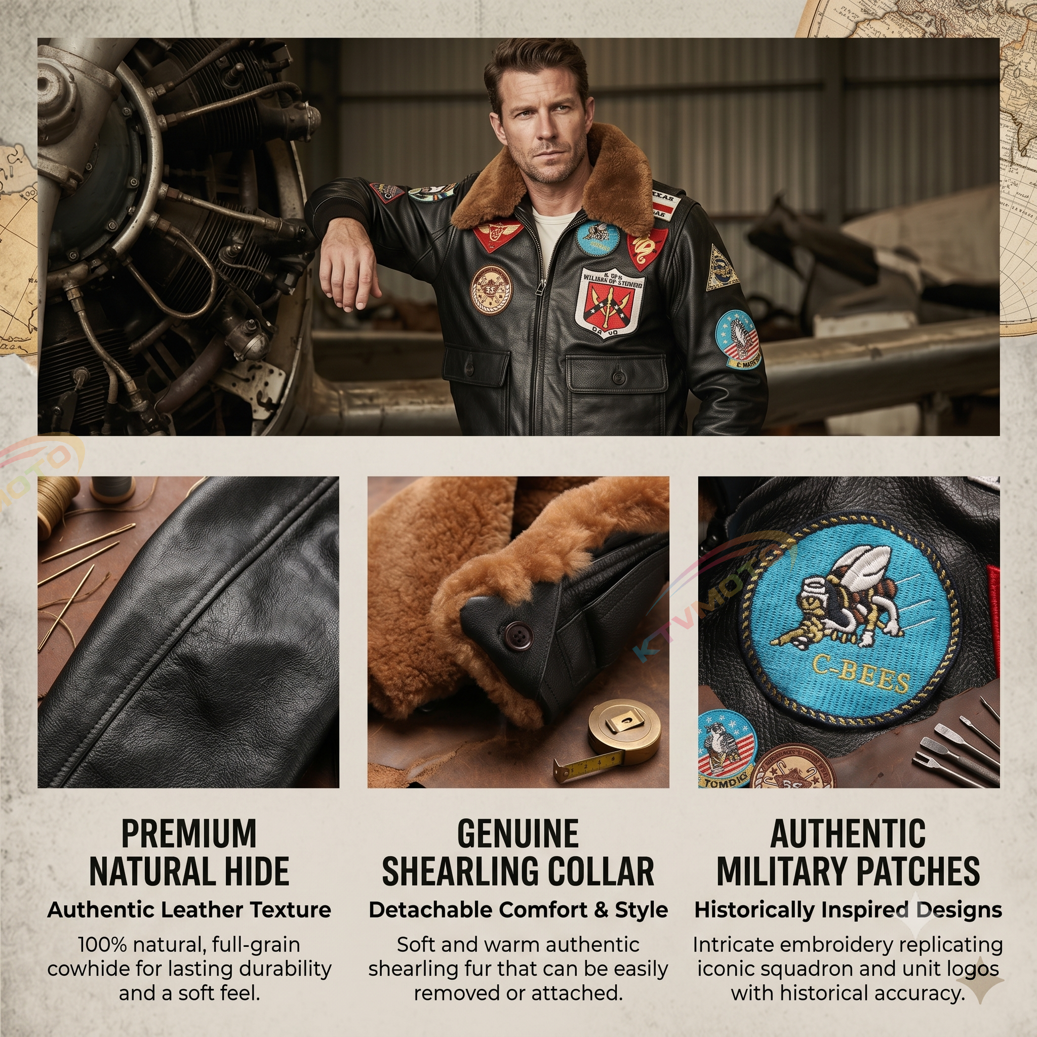 American G1 Multi-Standard Leather Flight Suit Jacket-A09