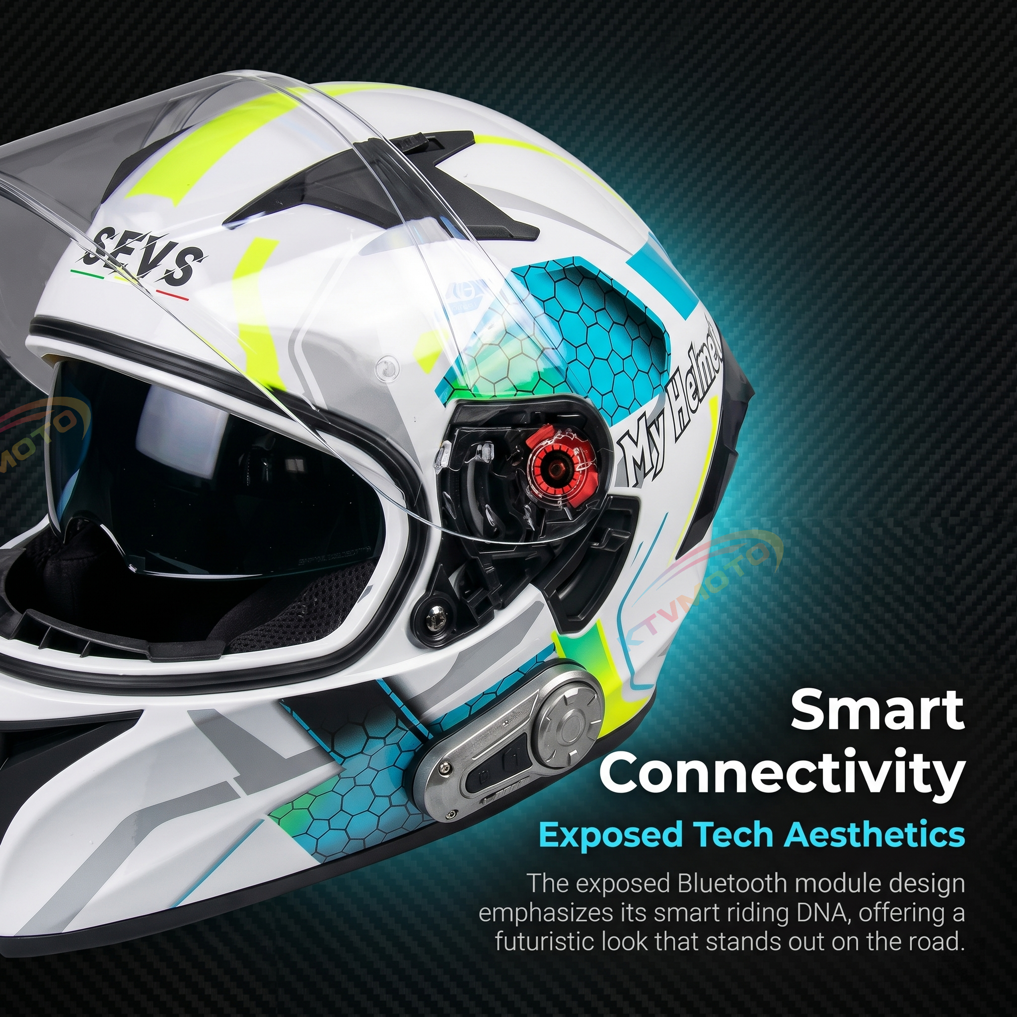 Artistic skull-painted full-face modular motorcycle helmet-I93
