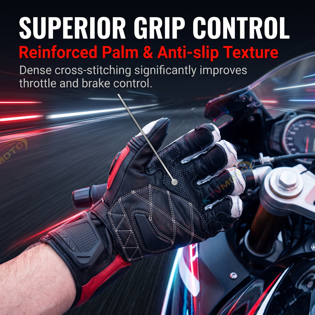 Motorcycle riding protective carbon fiber genuine leather gloves-G90
