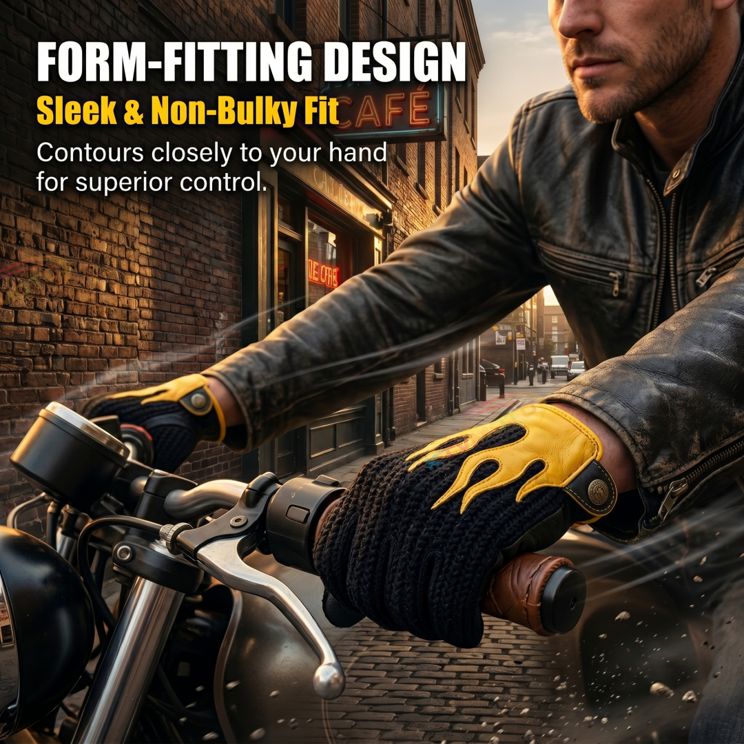 Retro Flame Motorcycle Touchscreen Gloves-G68
