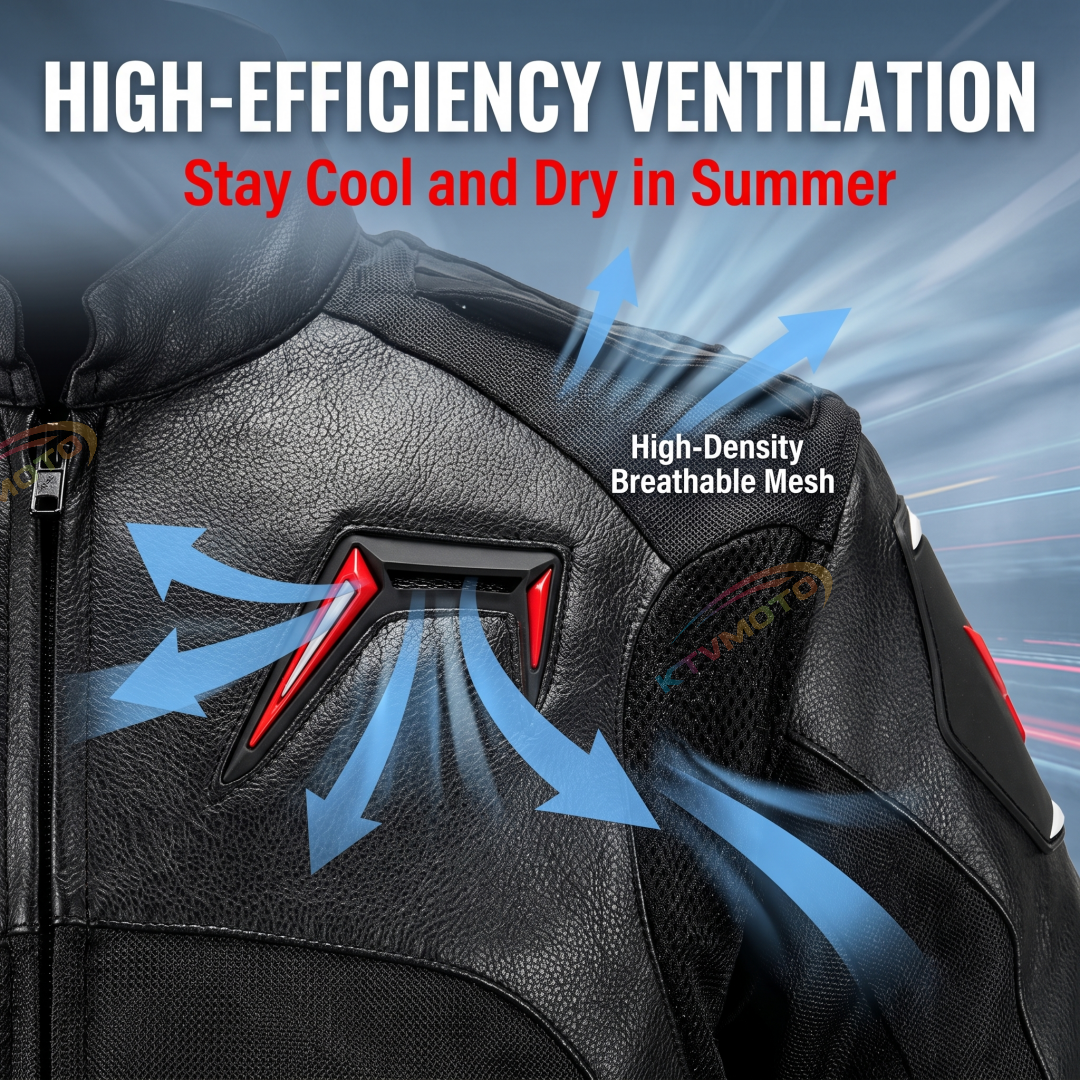 All-Season Motorcycle Racing Suit with Protective Gear-J65
