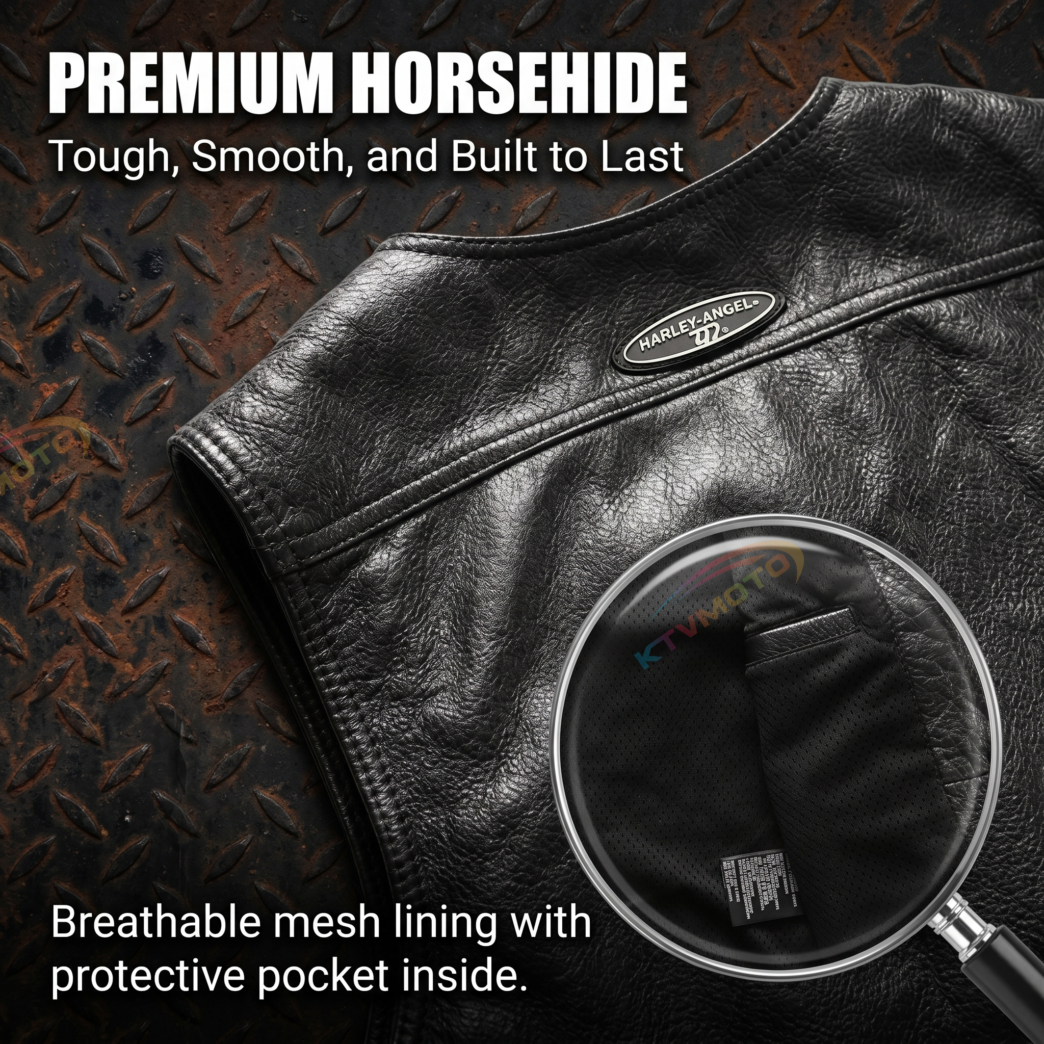 Harley vest steel chain genuine leather vest-A34