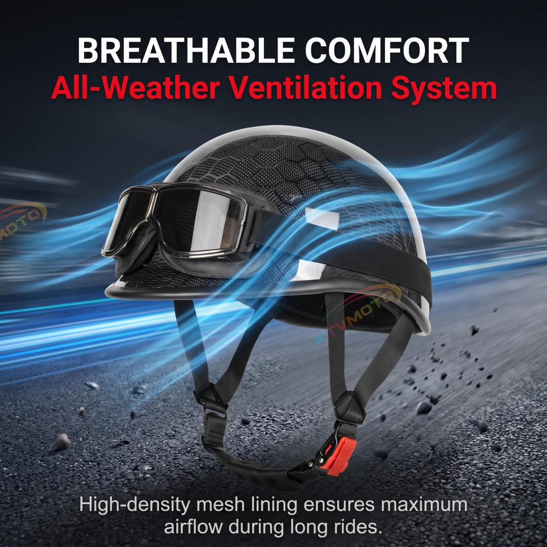 Carbon Fiber Vintage Motorcycle Half Helmet-I135