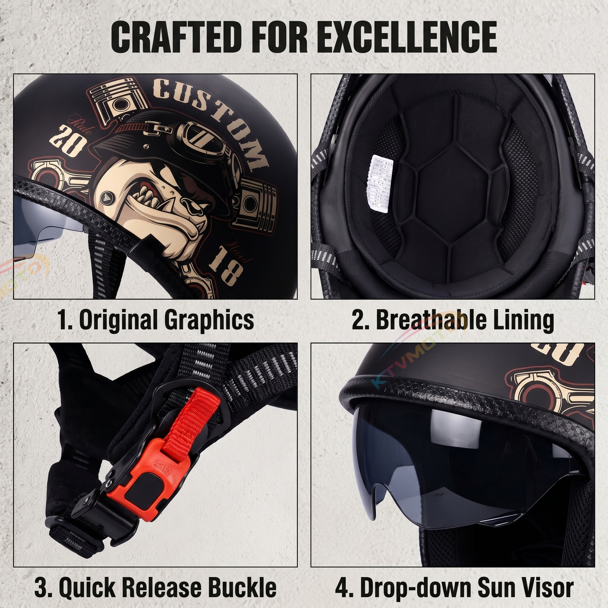 Retro motorcycle half helmet-I131