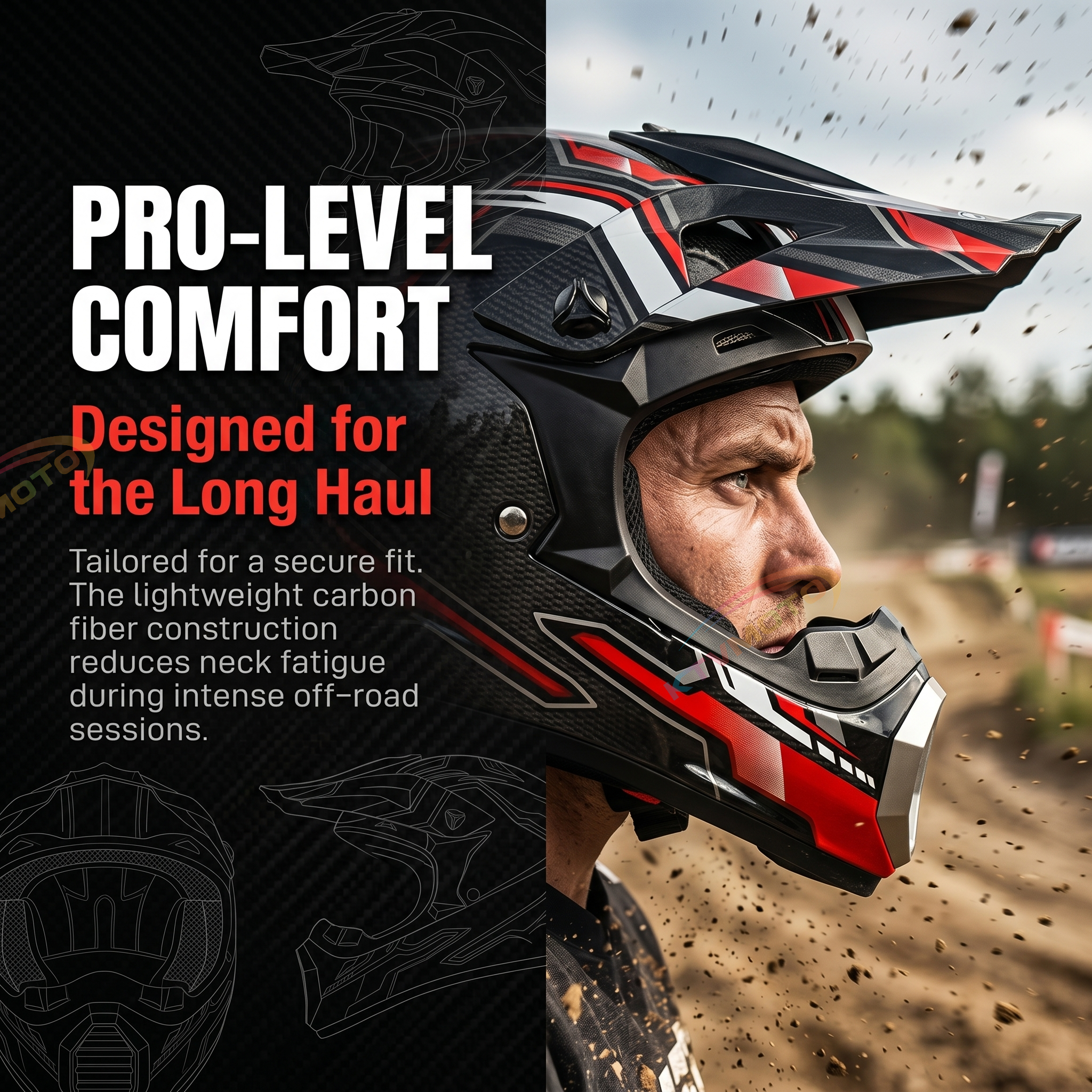 Dirt Bike Racing Carbon Fiber Helmet-I60