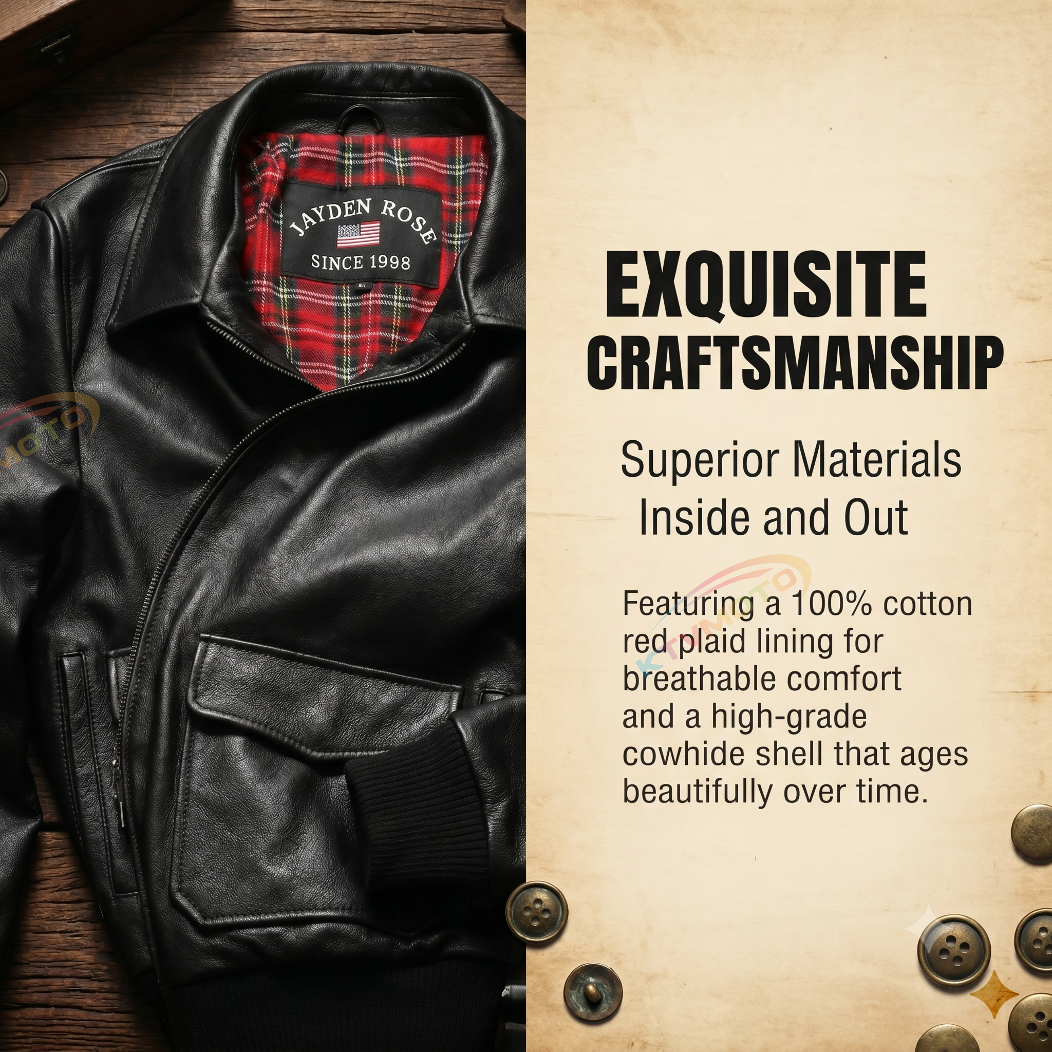 G1 Genuine Leather Bomber Jacket - A49