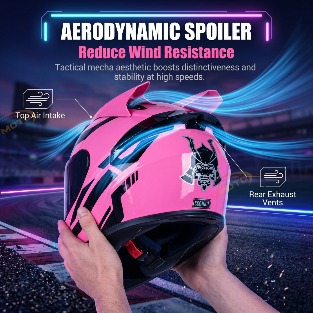 "Horned" tactical mecha-style motocross helmet-I139