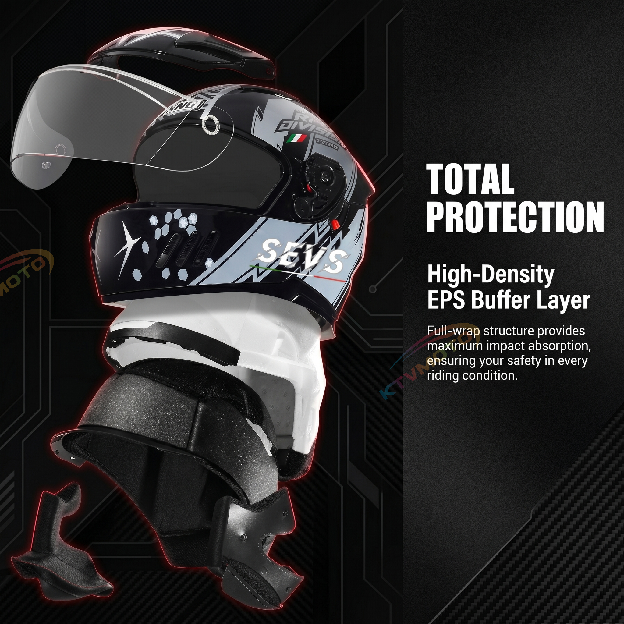 Dual-lens full-face helmet-I105