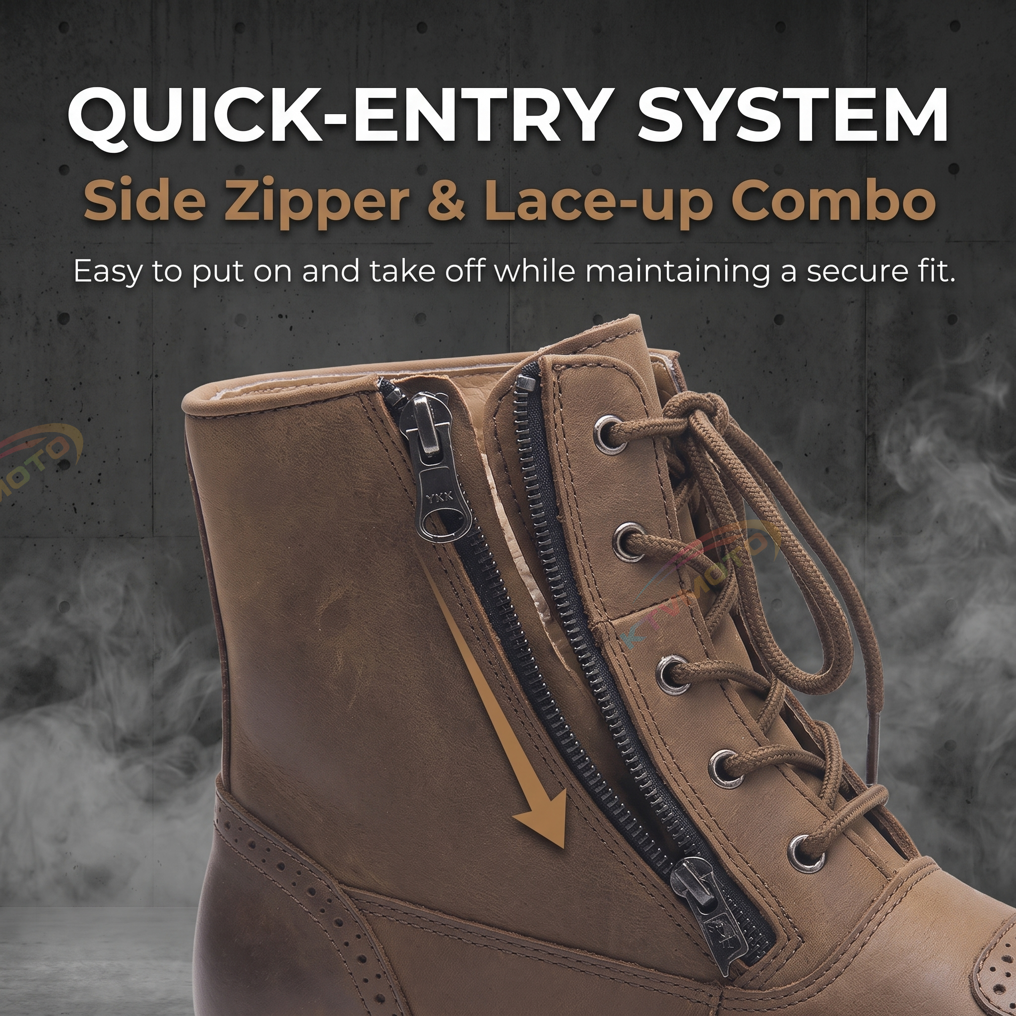 Retro Motorcycle Riding Boots Made of Top-Grain Cowhide-K166