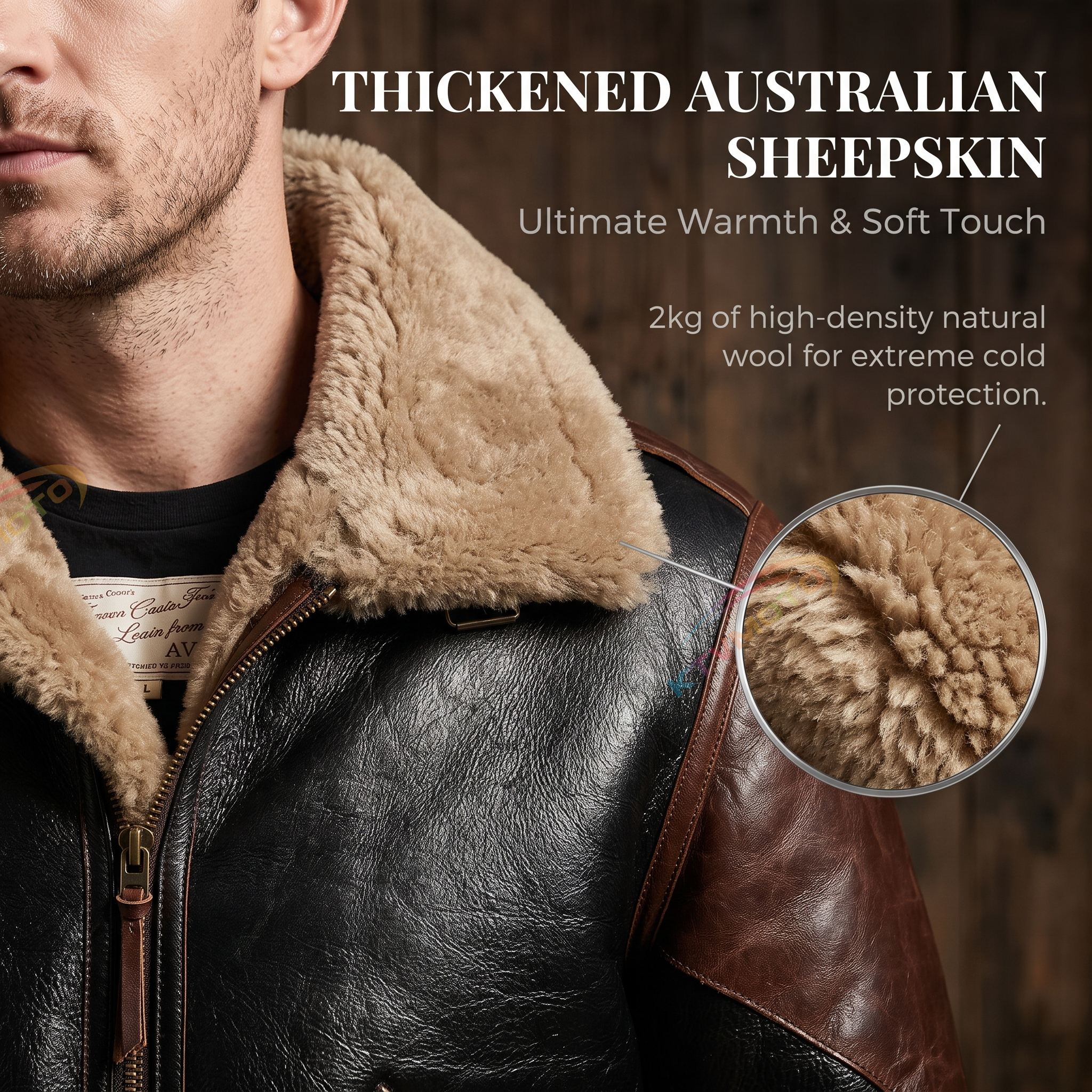 Bomber jacket unisex couple style horse leather stitching-A06