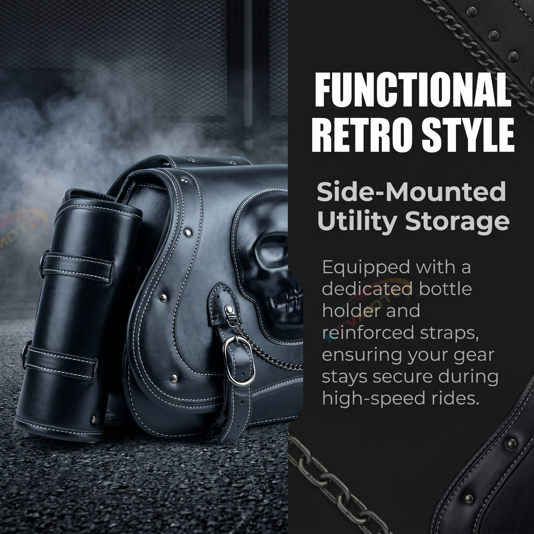 Retro Skull Motorcycle Saddlebag – B14