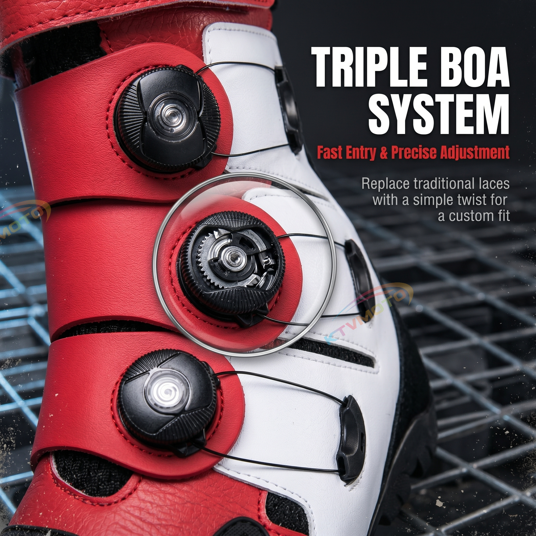 Rotatable buckle high-top motorcycle riding boots-K131