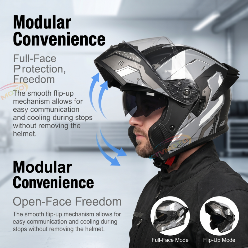 Dual-lens flip-up full-face helmet-I96