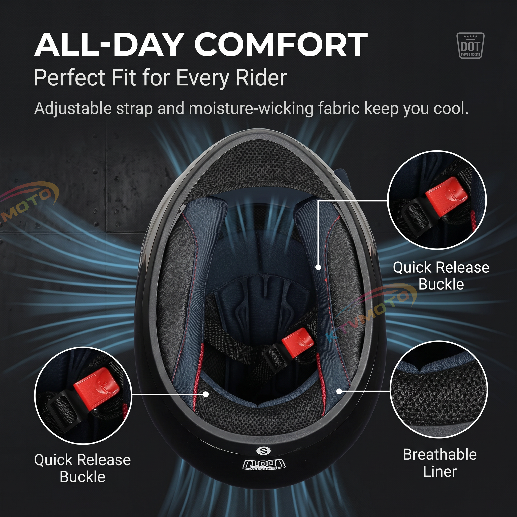 DOT certified cat ear full-face motorcycle helmet-I02