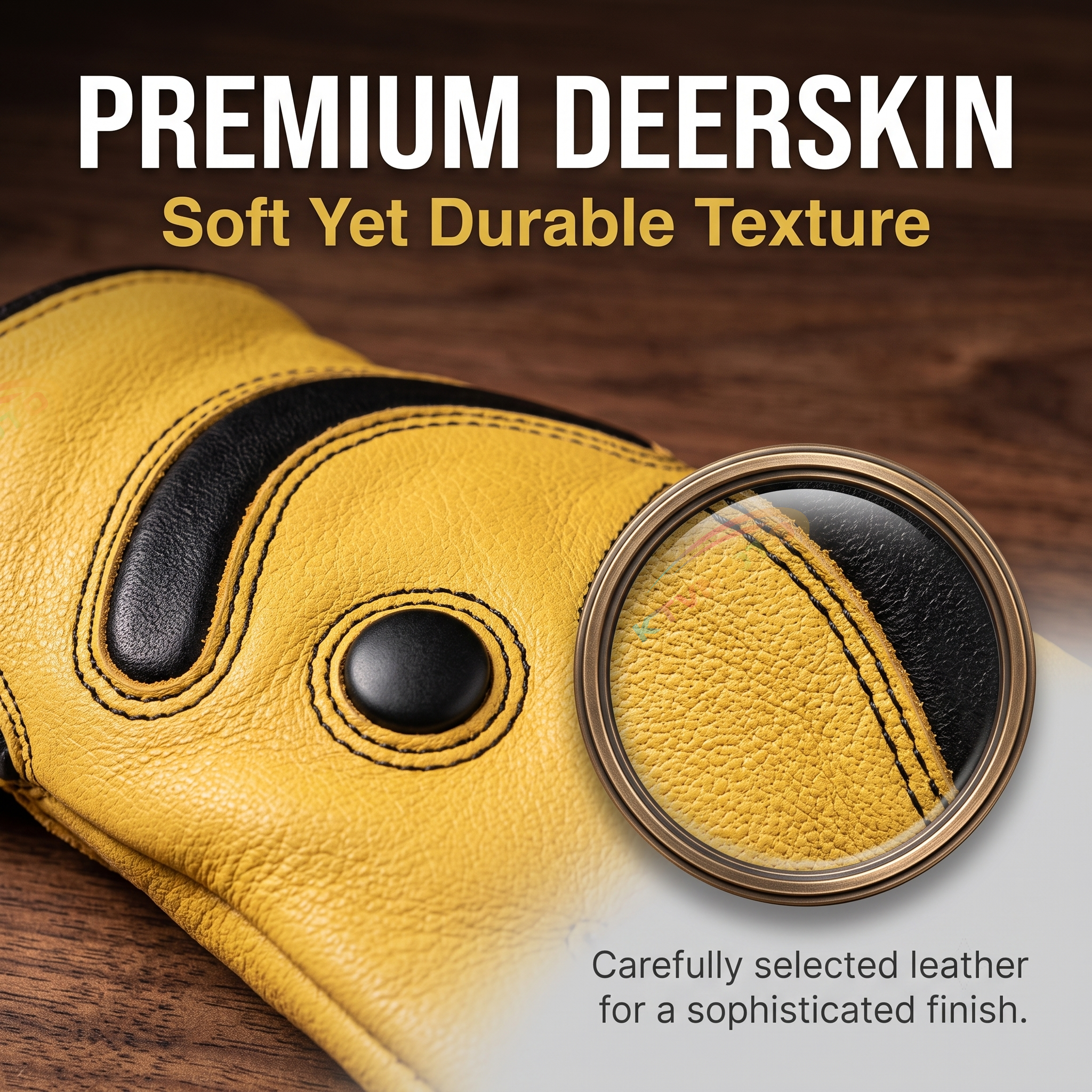 Smiley face deerskin touchscreen retro motorcycle gloves-G73