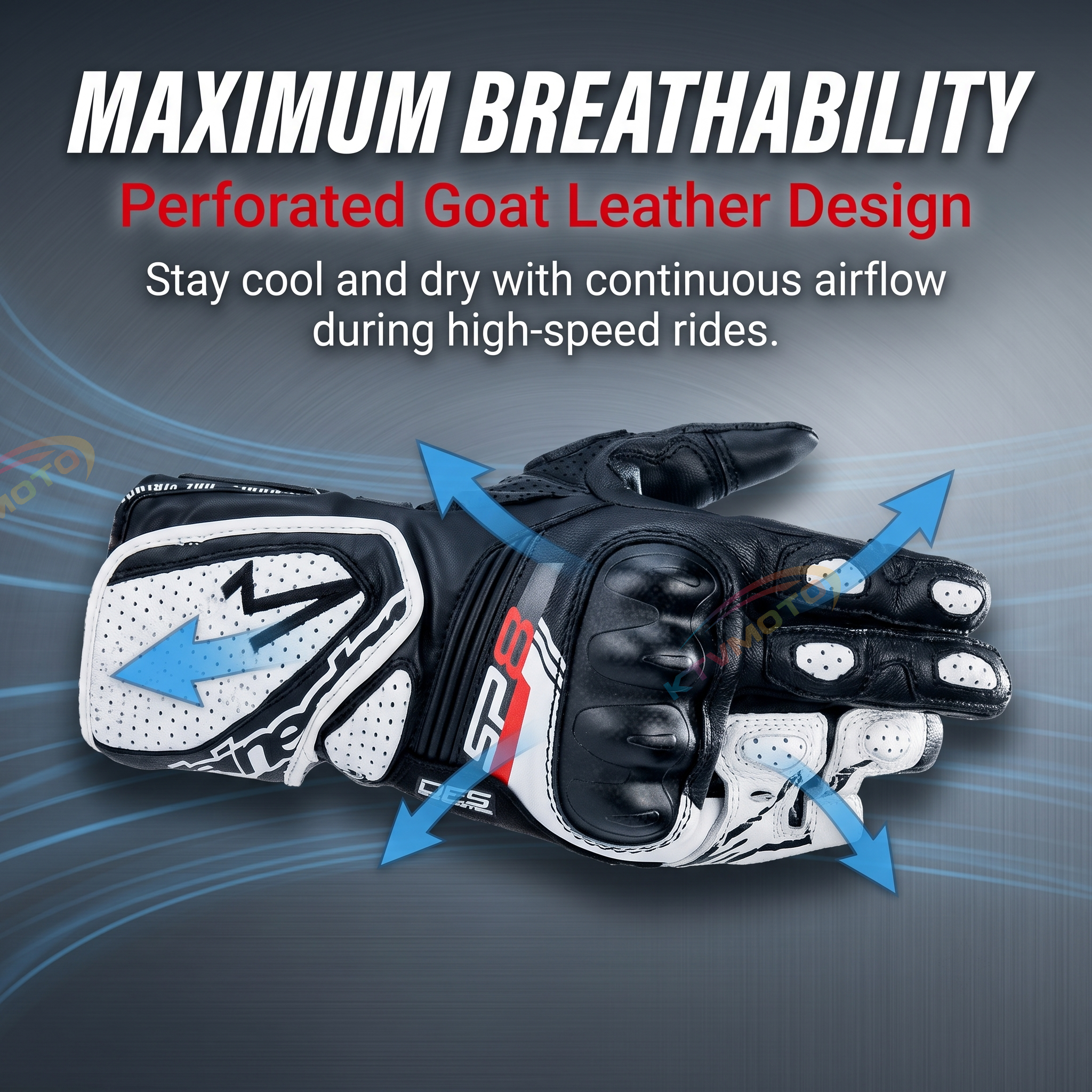 Motorcycle riding gloves made of breathable sheepskin-G86
