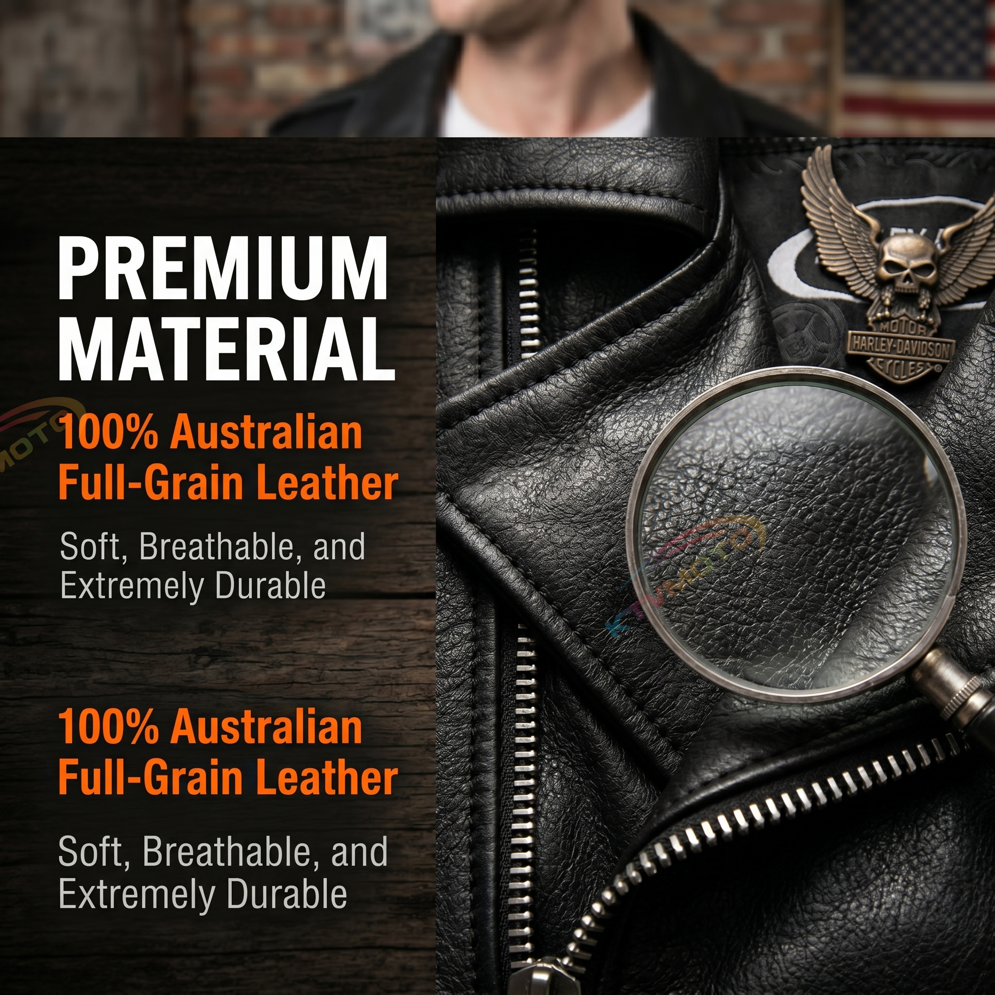 Genuine leather Harley motorcycle riding suit-A40
