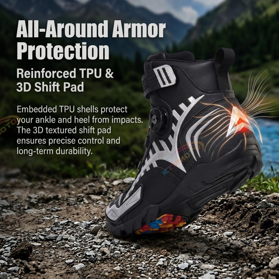 Waterproof Motorcycle Riding Boots with Knob System-K47