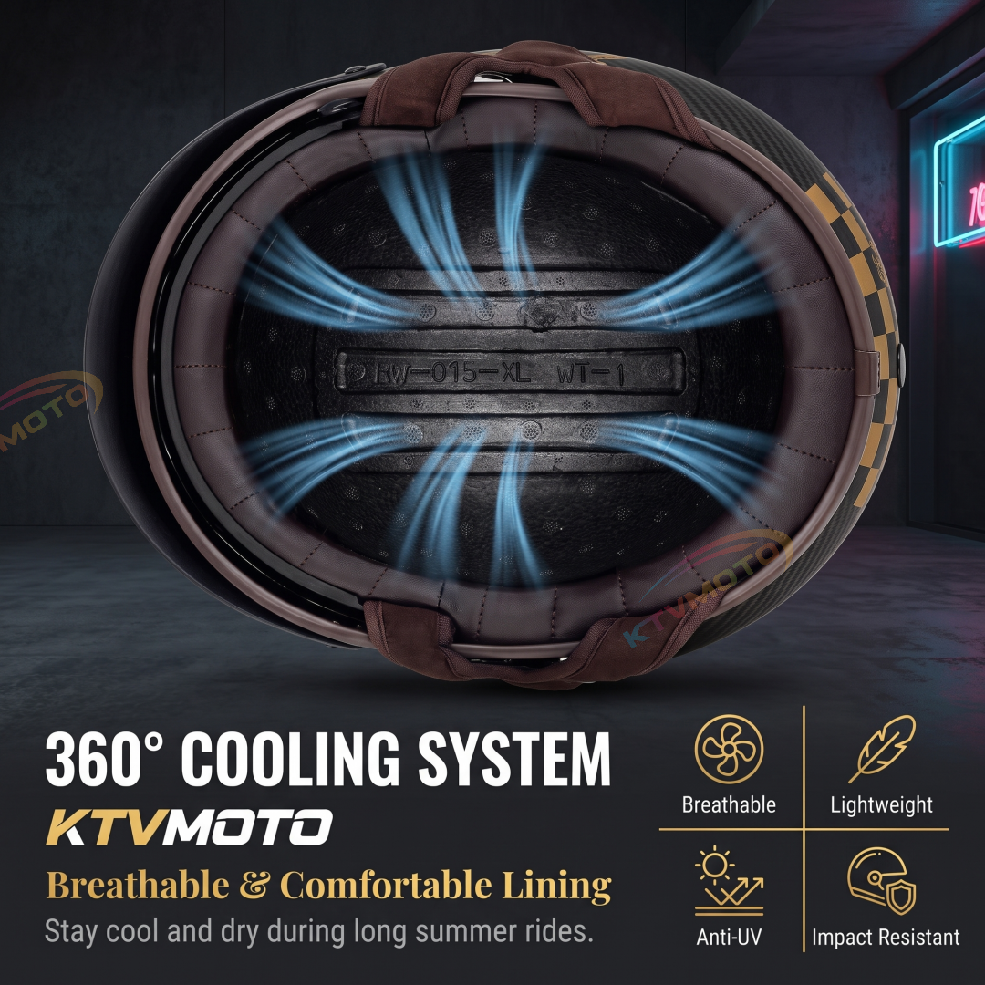 Lightweight Retro Carbon Fiber Motorcycle Half-Helmet-I138