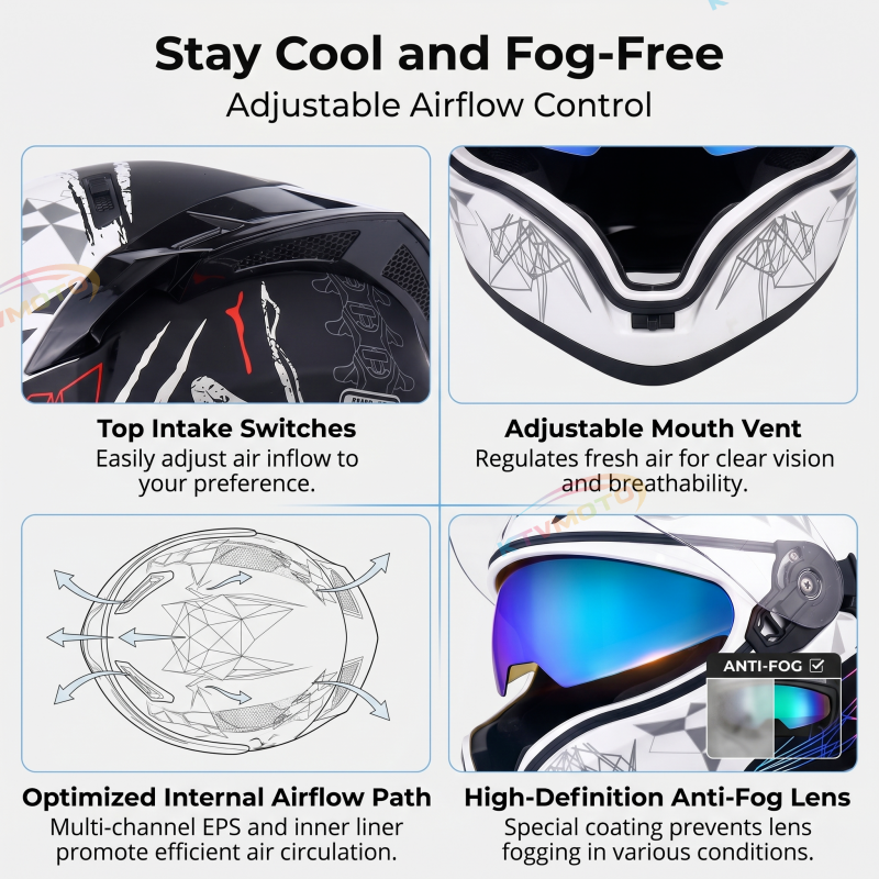 Double-lens pattern full-face motorcycle helmet-I82