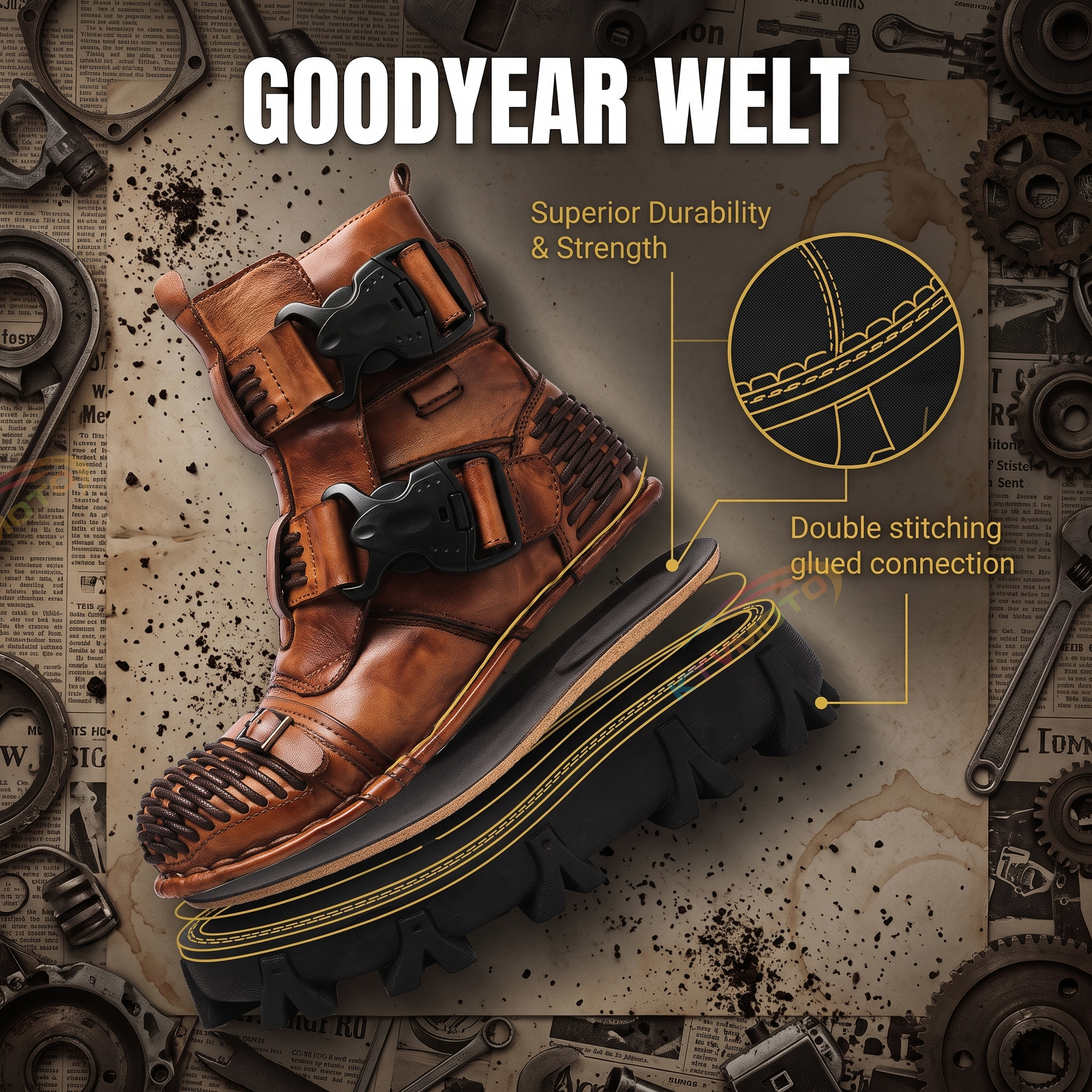 Fashionable punk-style motorcycle high-top leather boots-K168