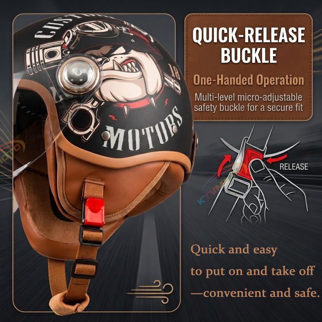 Retro-style cruiser motorcycle and e-scooter helmet-I133