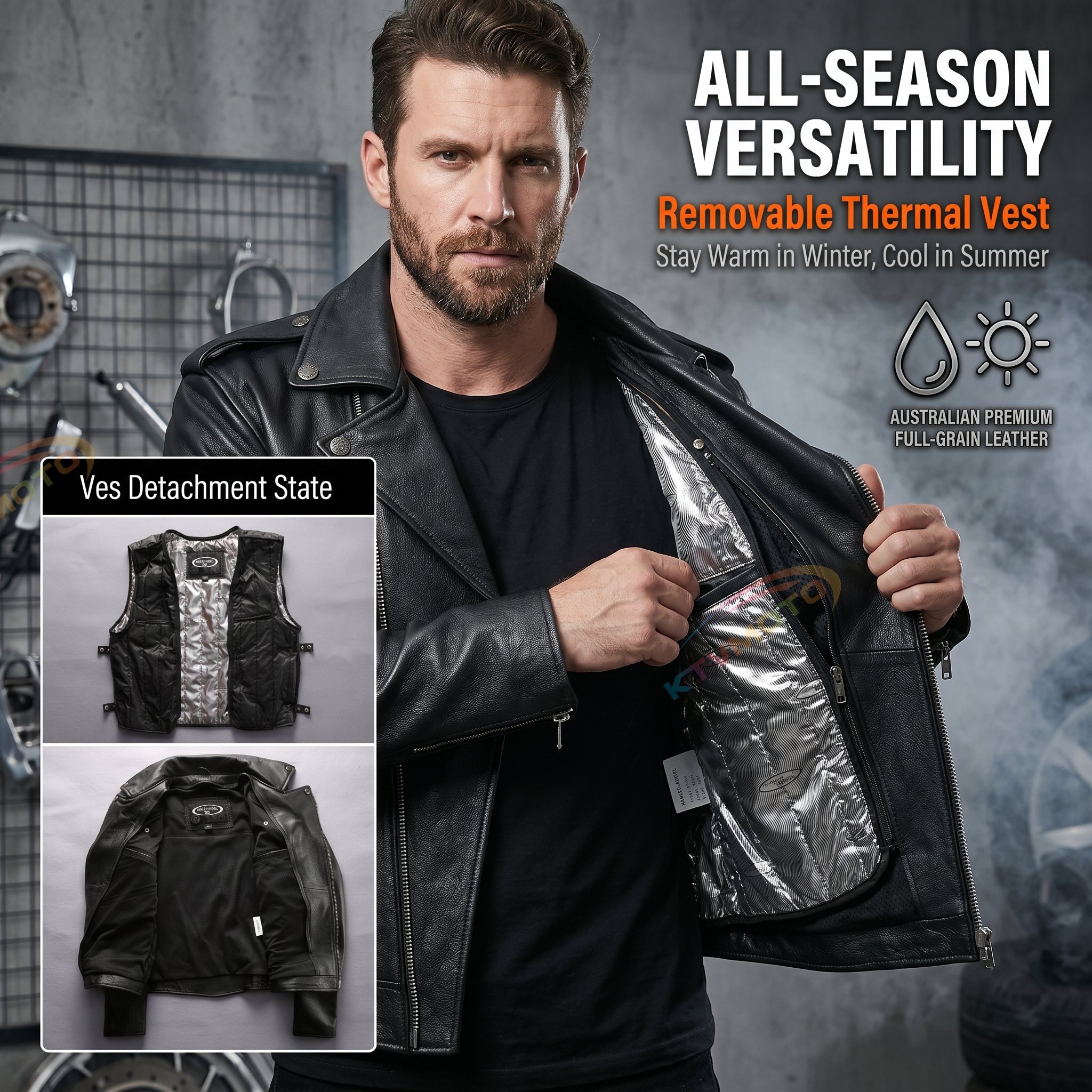 Genuine leather Harley motorcycle riding suit-A40